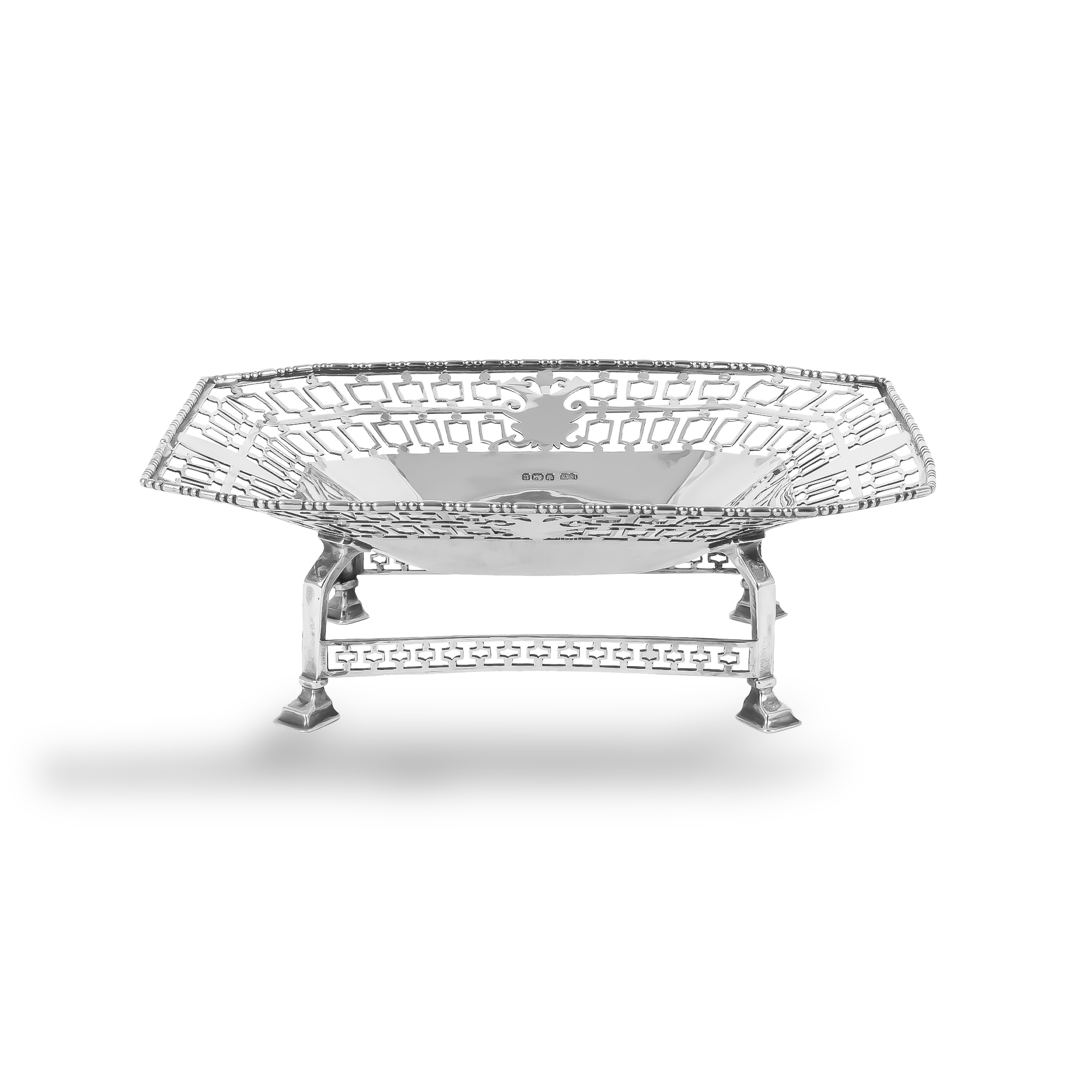 Silver Decorative Basket on Feet Hallmarked London_1