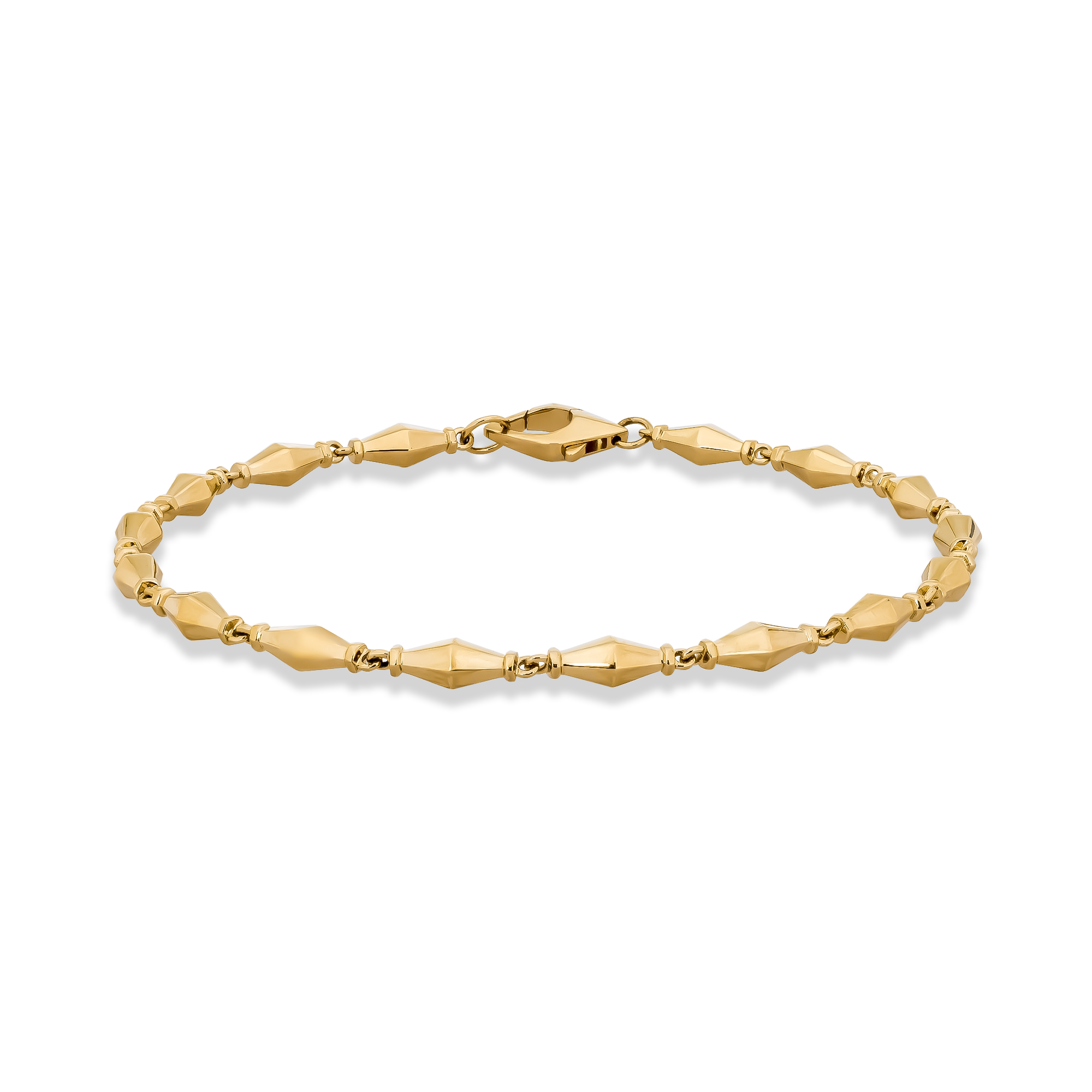 Cleopatra Gold Faceted Barrel Link Mini Bracelet _1
