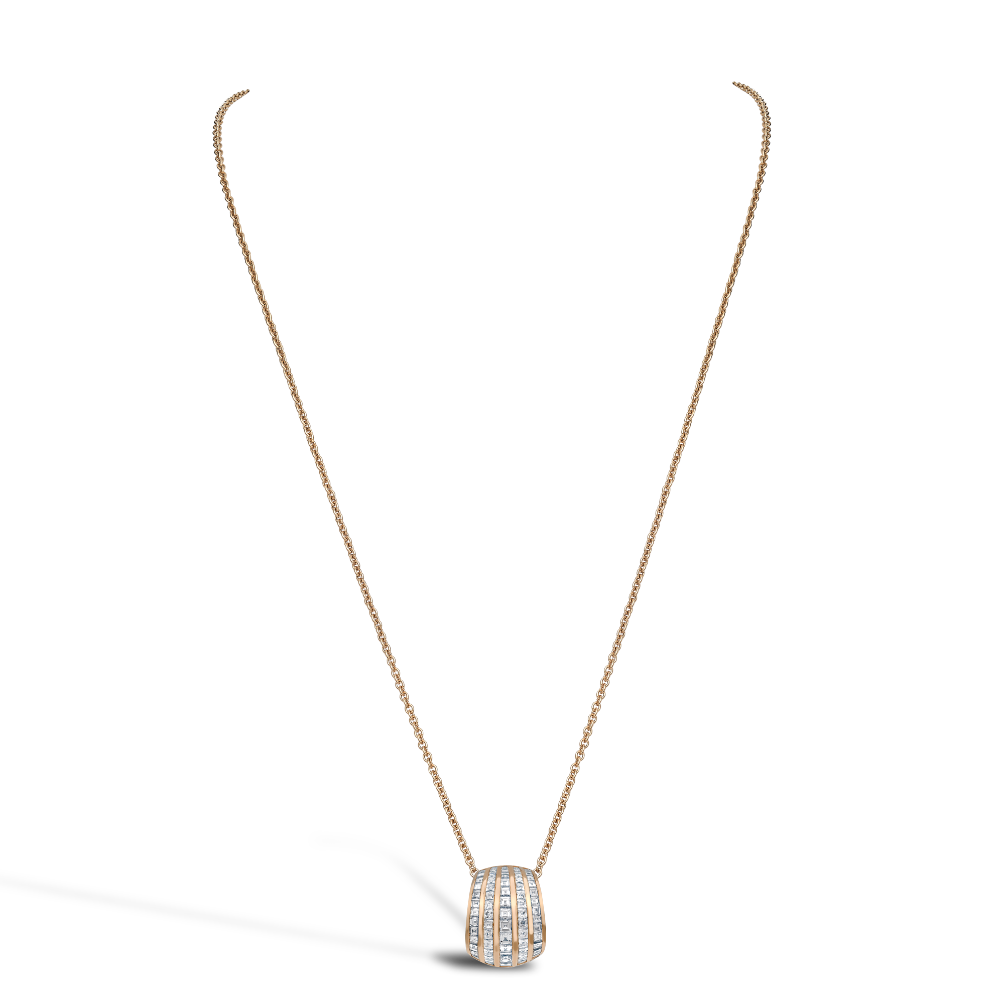 Manhattan Classic Five Row Diamond Pendant Carré & French Cut, Channel Set_2