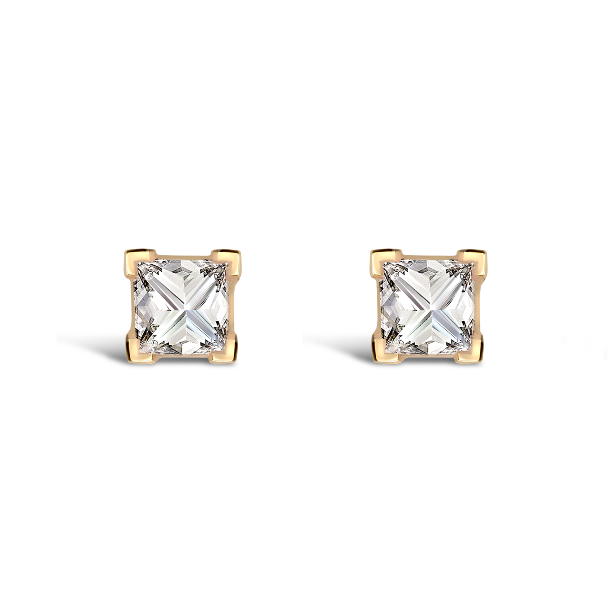 RockChic Diamond Solitaire Earrings Princess Cut, Claw Set_1