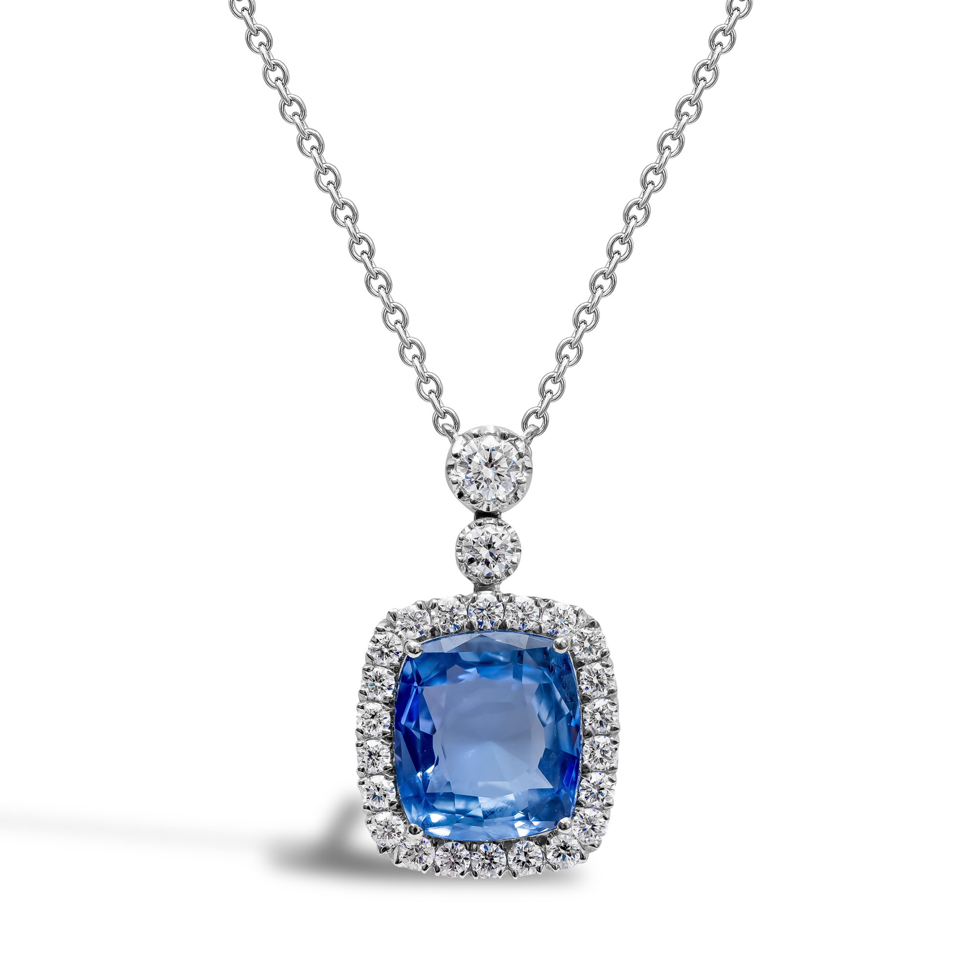 Antique Cushion Cut 5.06ct Sri Lanka Sapphire and Diamond Pendant Antique Cushion Cut, Claw Set_1