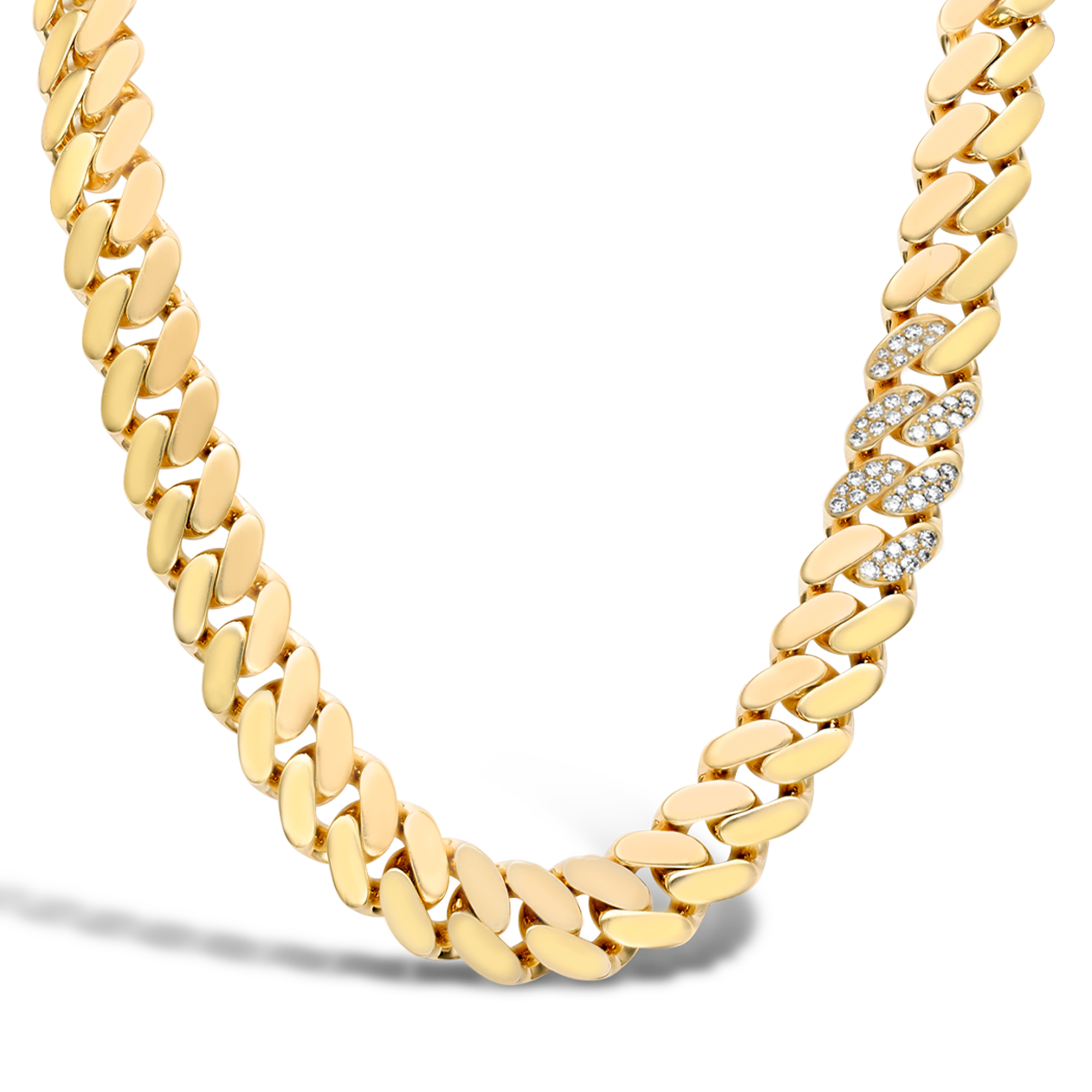 Fusion Long Polished Curb Link Necklace (50cm) Brilliant Cut, Pave Set_2