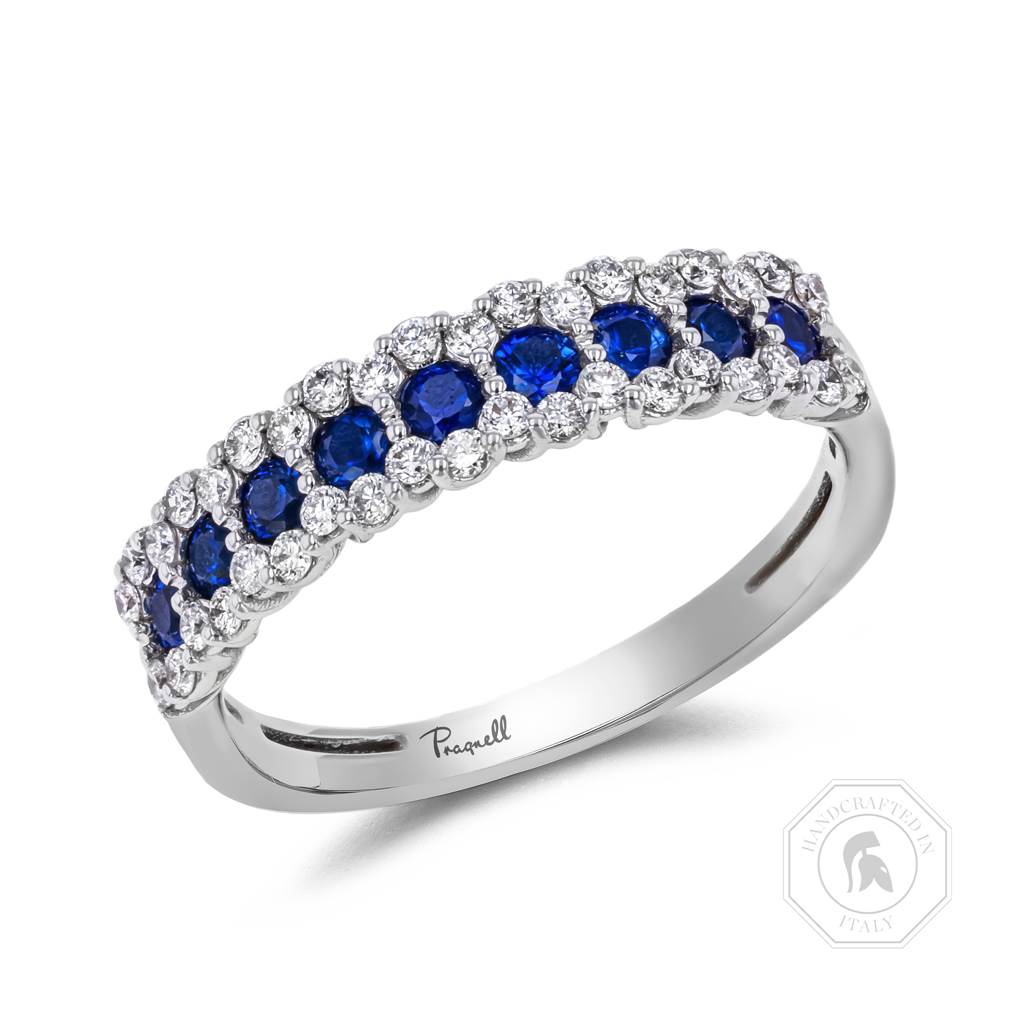 Brilliant Cut Sapphire and Diamond Ring Brilliant Cut, Half Eternity, Claw Set_1