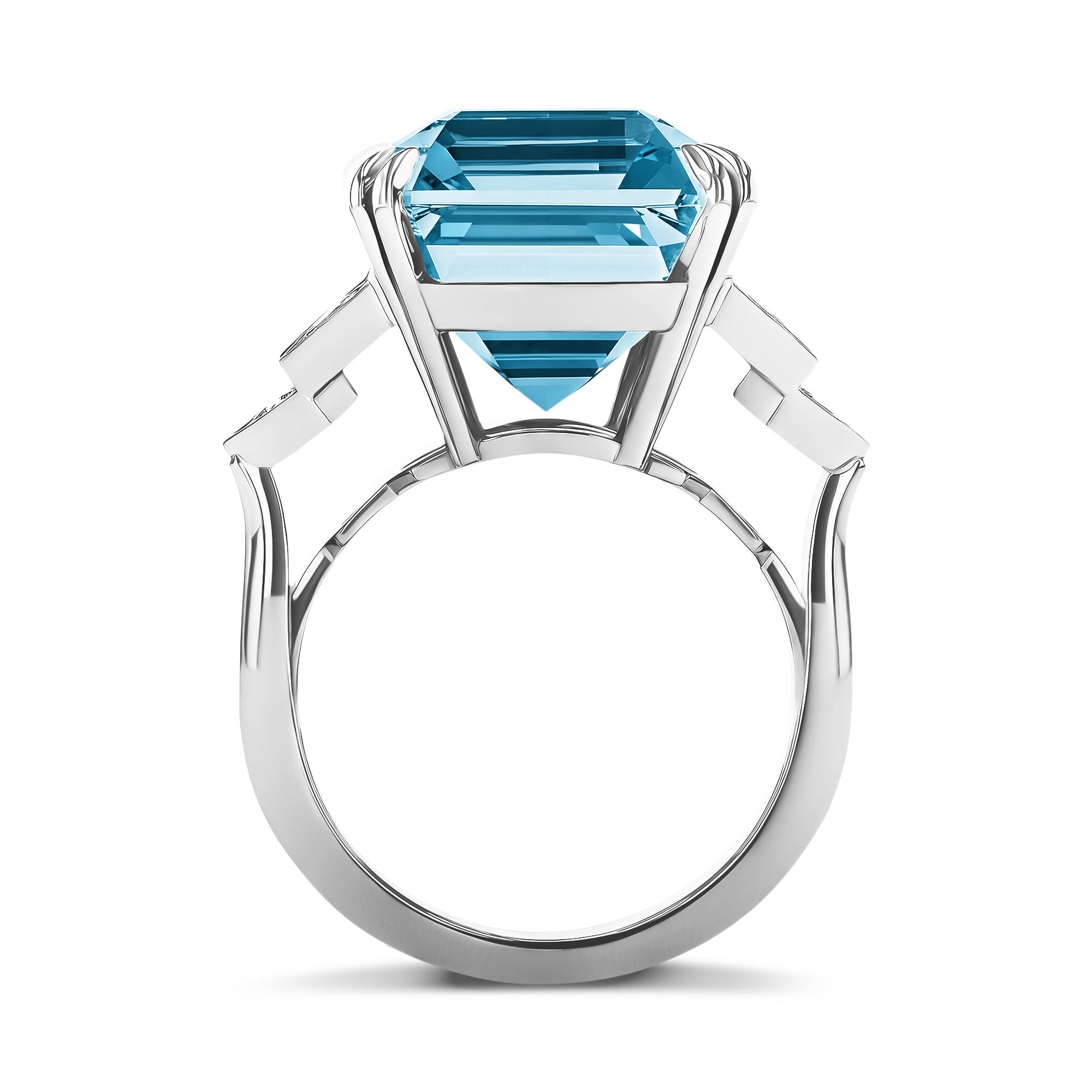 Lukusuzi Aquamarine and Diamond Ring Emerald Cut, Claw Set_3