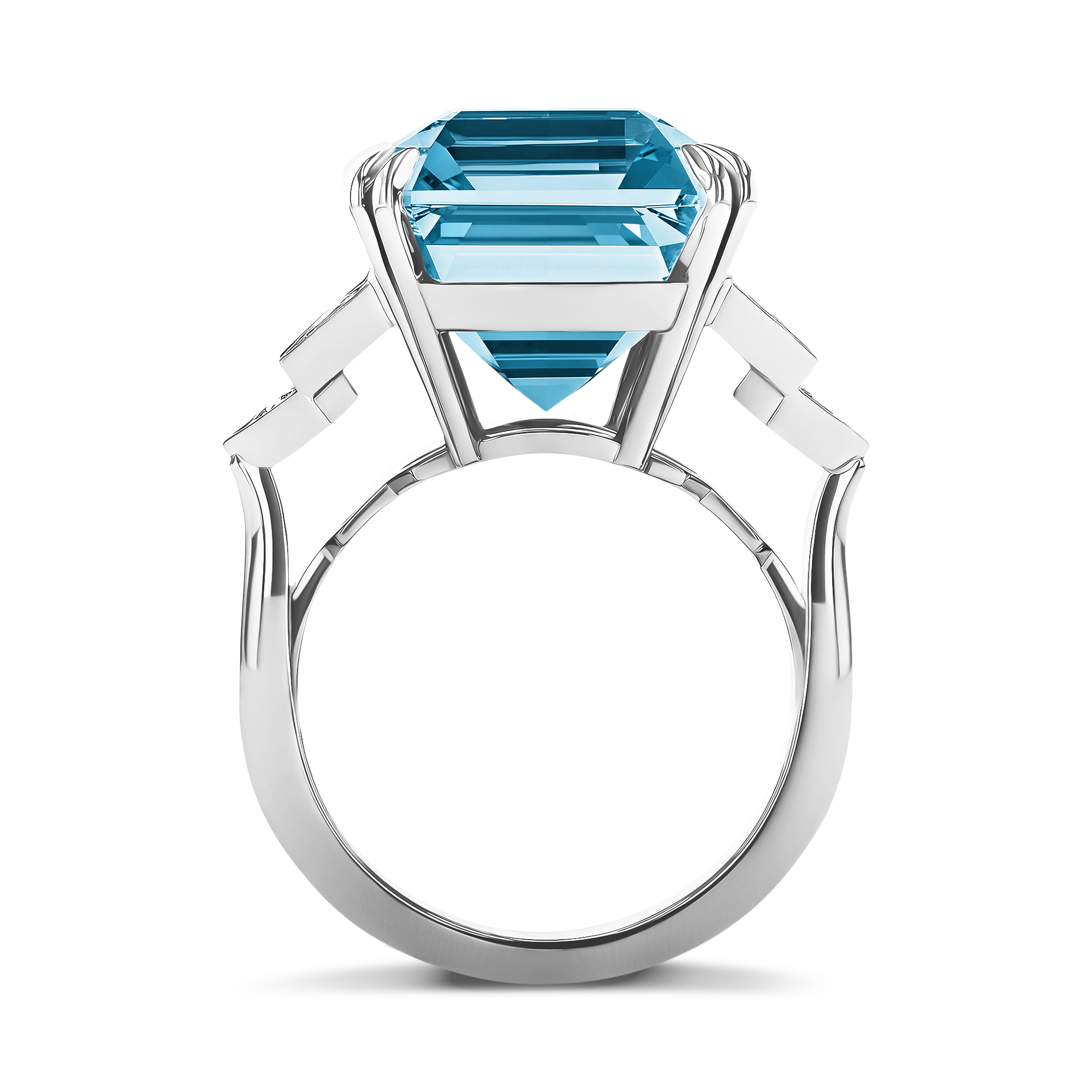 Lukusuzi Aquamarine and Diamond Ring Emerald Cut, Claw Set_3