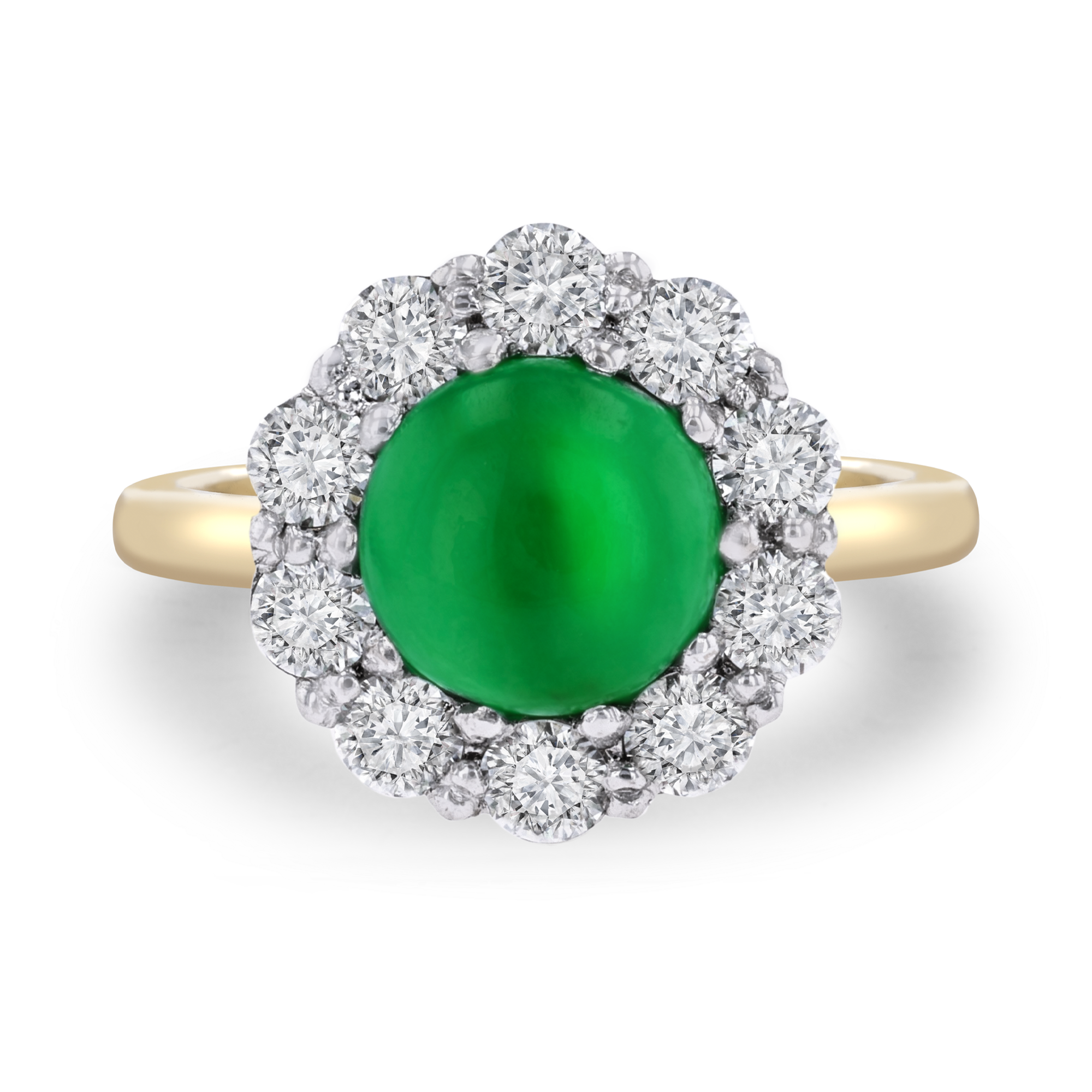 Cabochon Jadeite and Diamond Ring Cabochon Cut, Claw Set_2