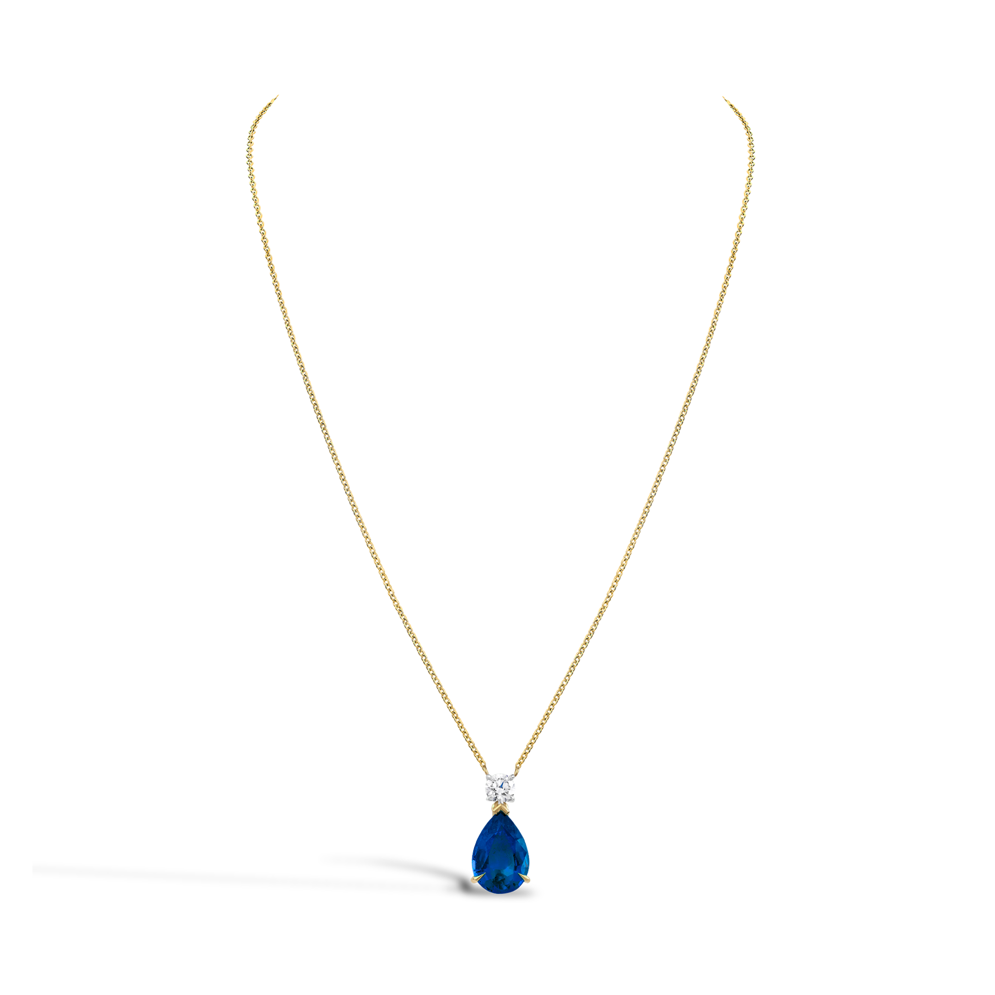 Pear Shaped 1.17ct Sapphire and Diamond Pendant Pear Shaped, Claw Set_2