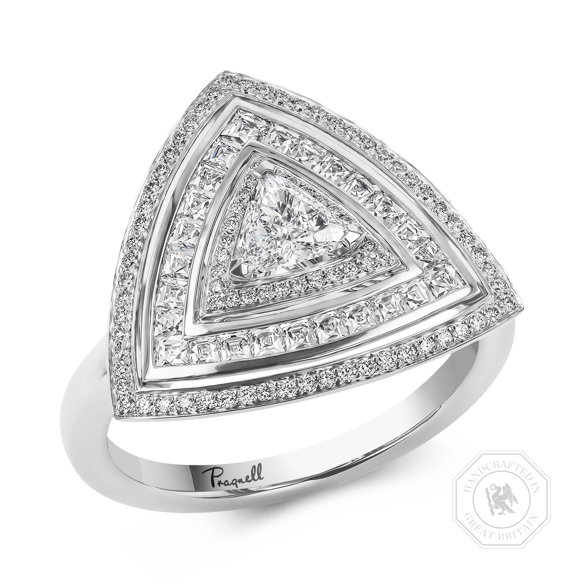 Trilliant Cut 0.28ct Diamond Ripple Ring Trilliant Cut, Claw Set_1