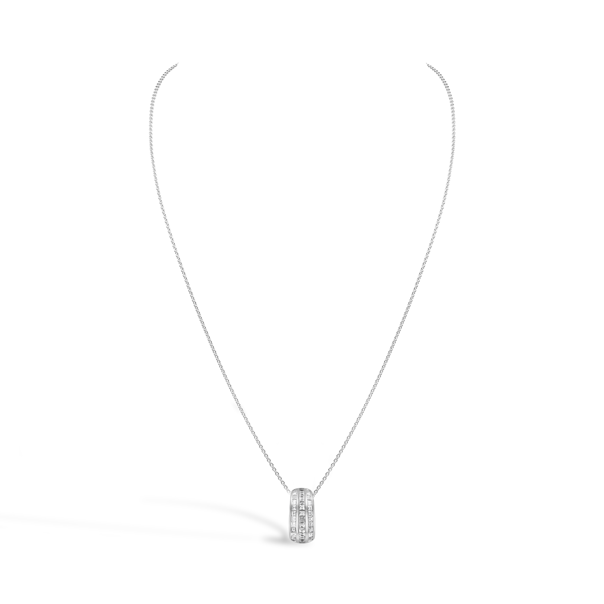 Manhattan Three Row Diamond Pendant Carre Cut, Channel Set_2