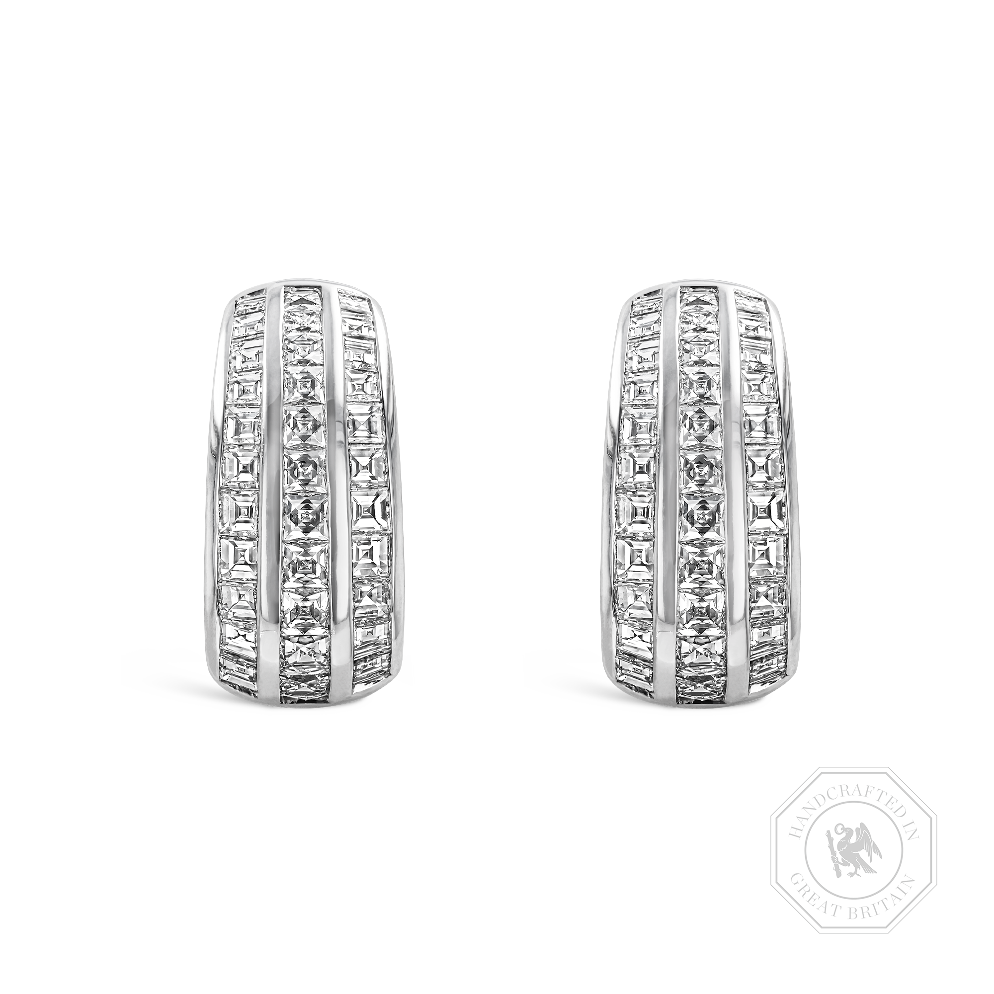 Manhattan Three Row Huggie Earrings Carre Cut, Channel Set_1