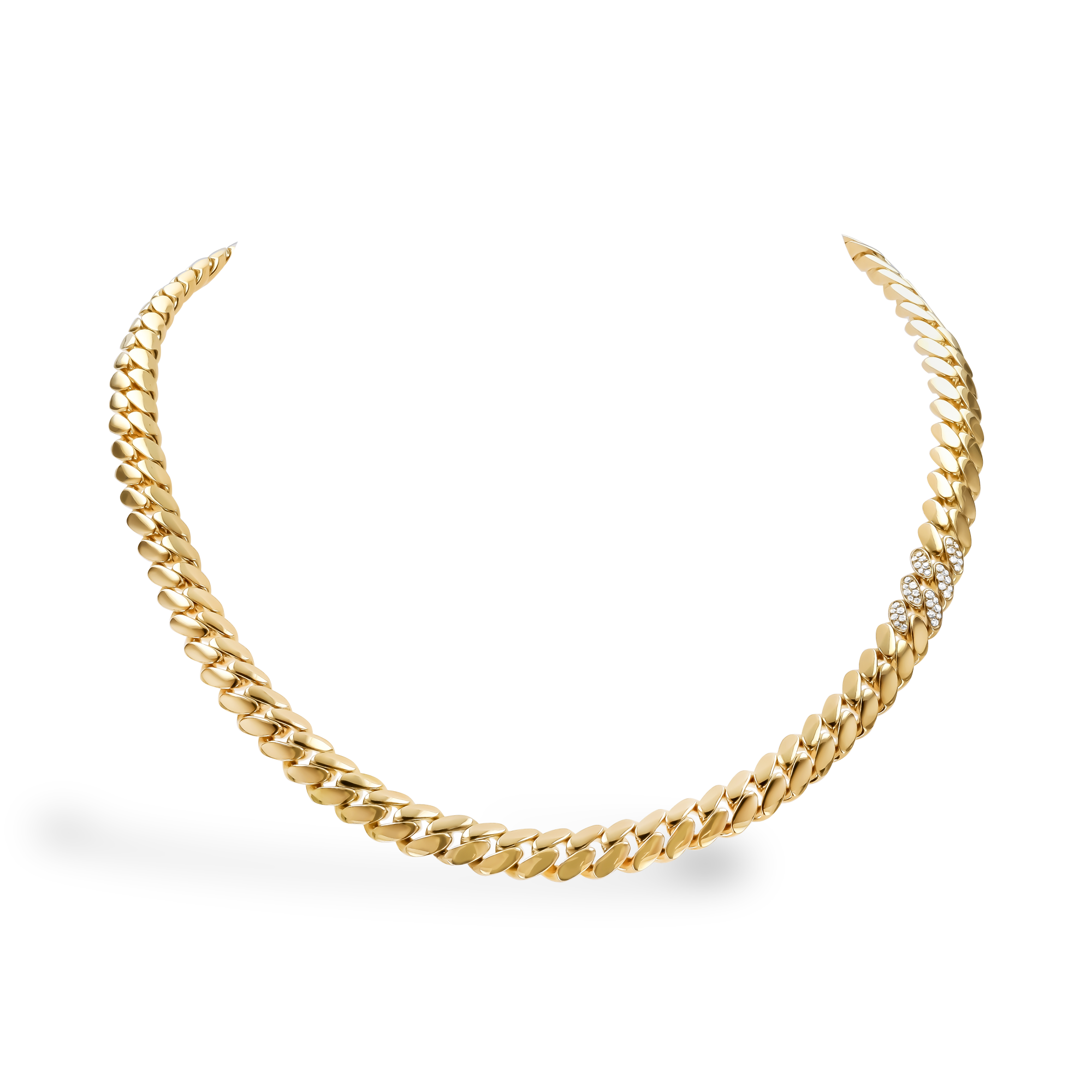 Fusion Long Polished Curb Link Necklace (43cm) Brilliant Cut, Pave Set_1