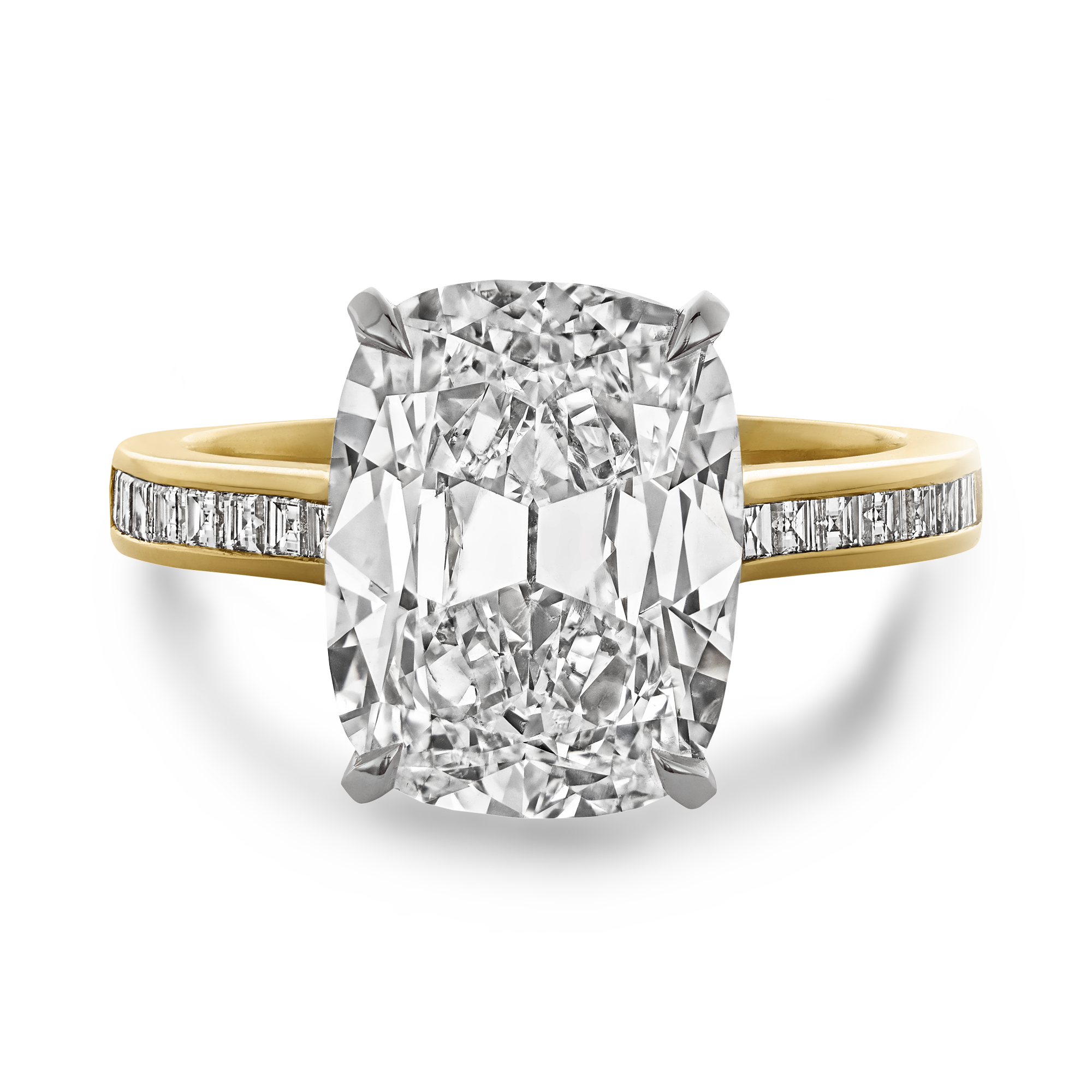 Masterpiece Deco Setting 5.02ct Diamond Solitaire Ring Cushion Antique Cut, Claw Set_2