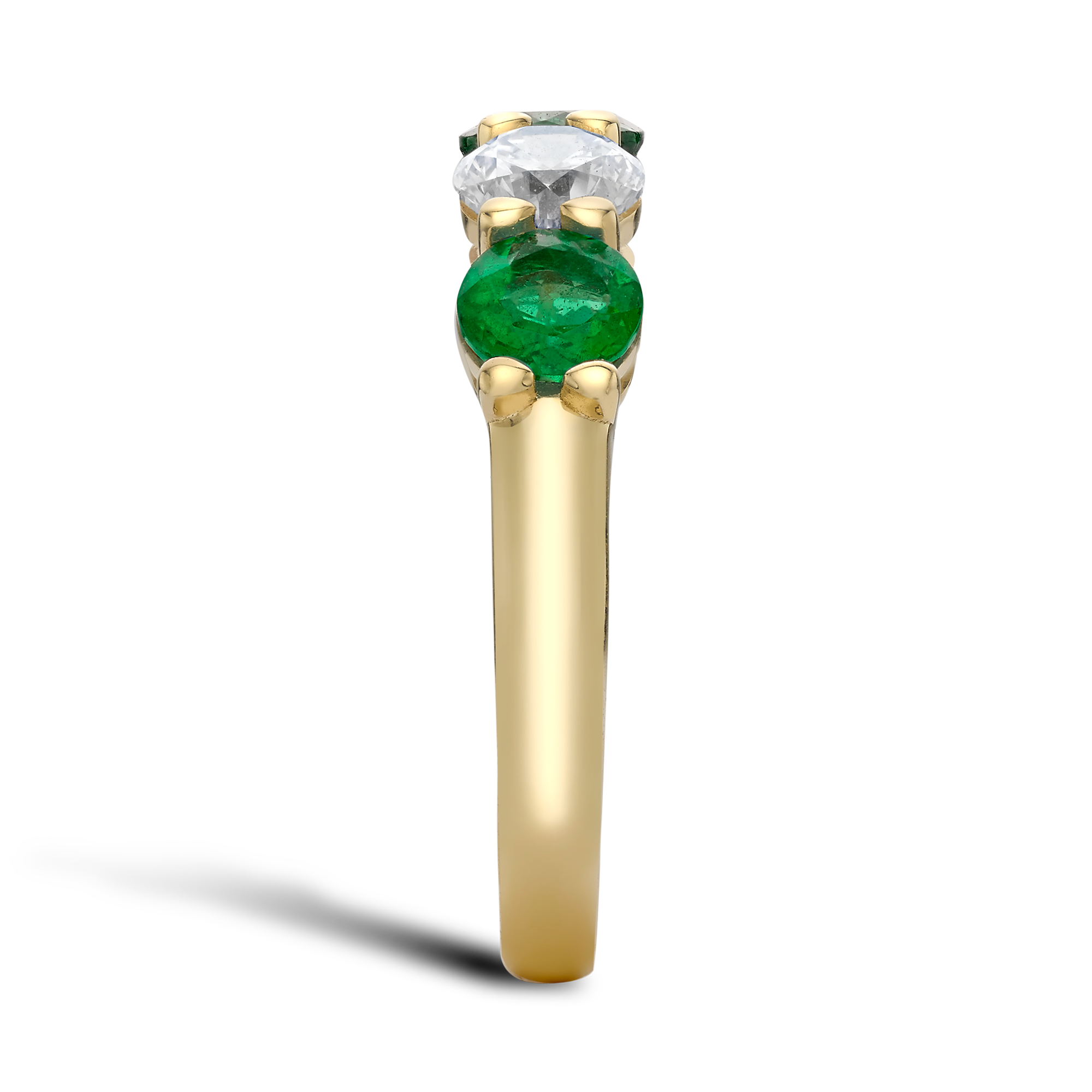Five Stone Emerald and Diamond Ring Round & Brilliant Cut, Claw Set_4