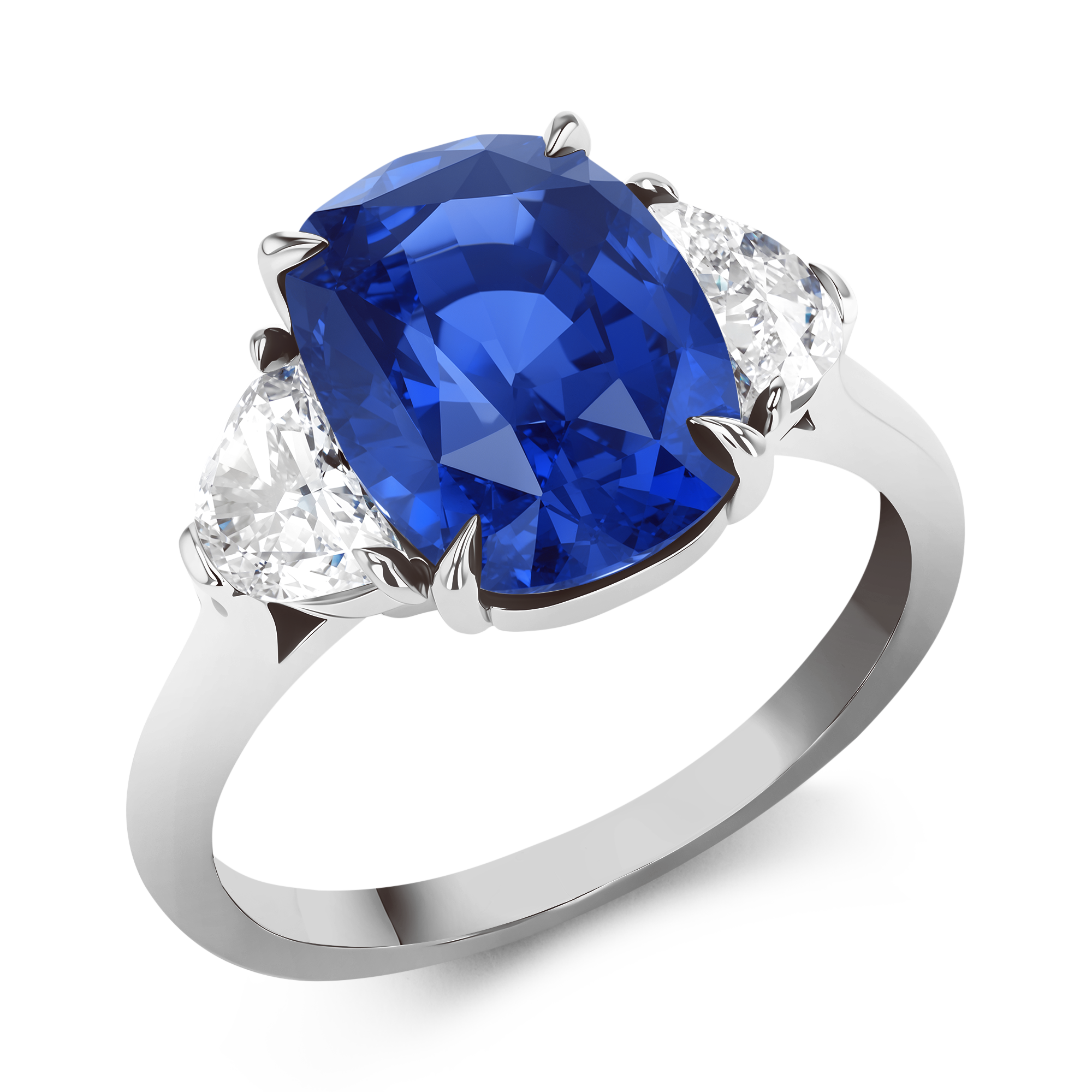 Sapphire and Diamond Ring Cushion modern cut, Claw set_1