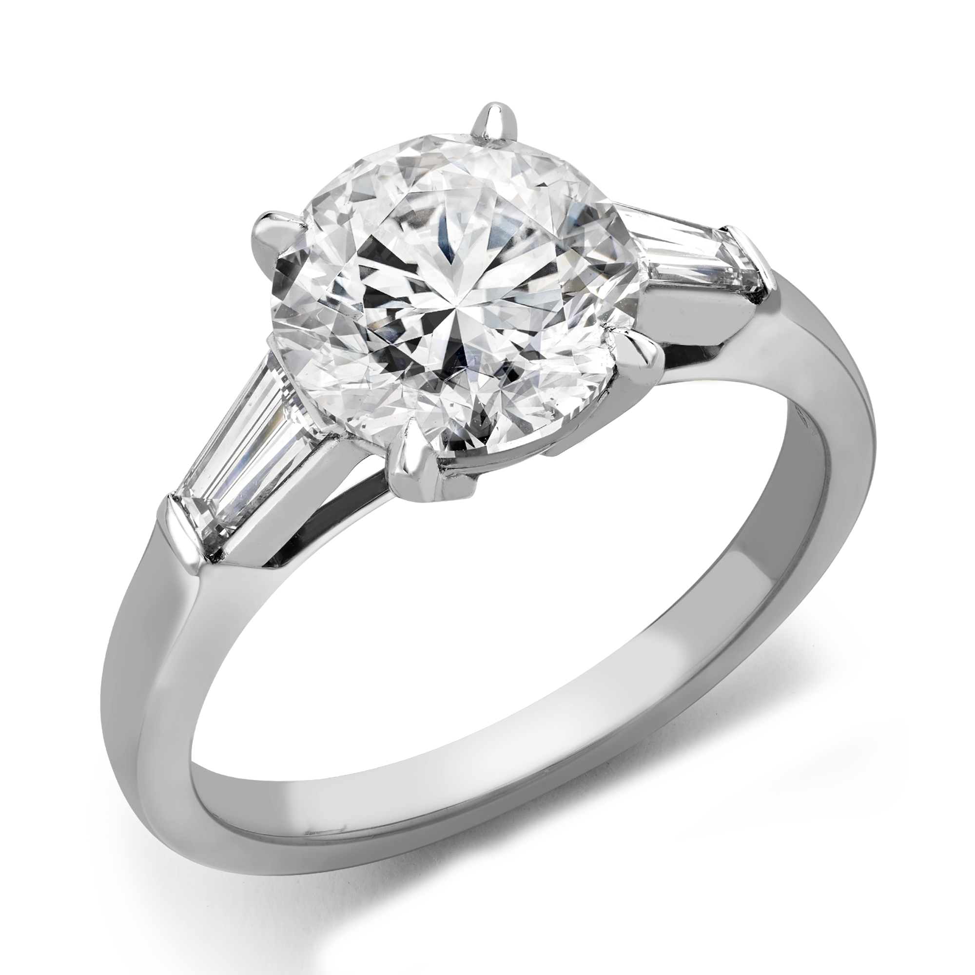 Regency 1.50ct Diamond Solitaire Ring Brilliant & Tapered Baguette Cut, Claw & Channel Set_1