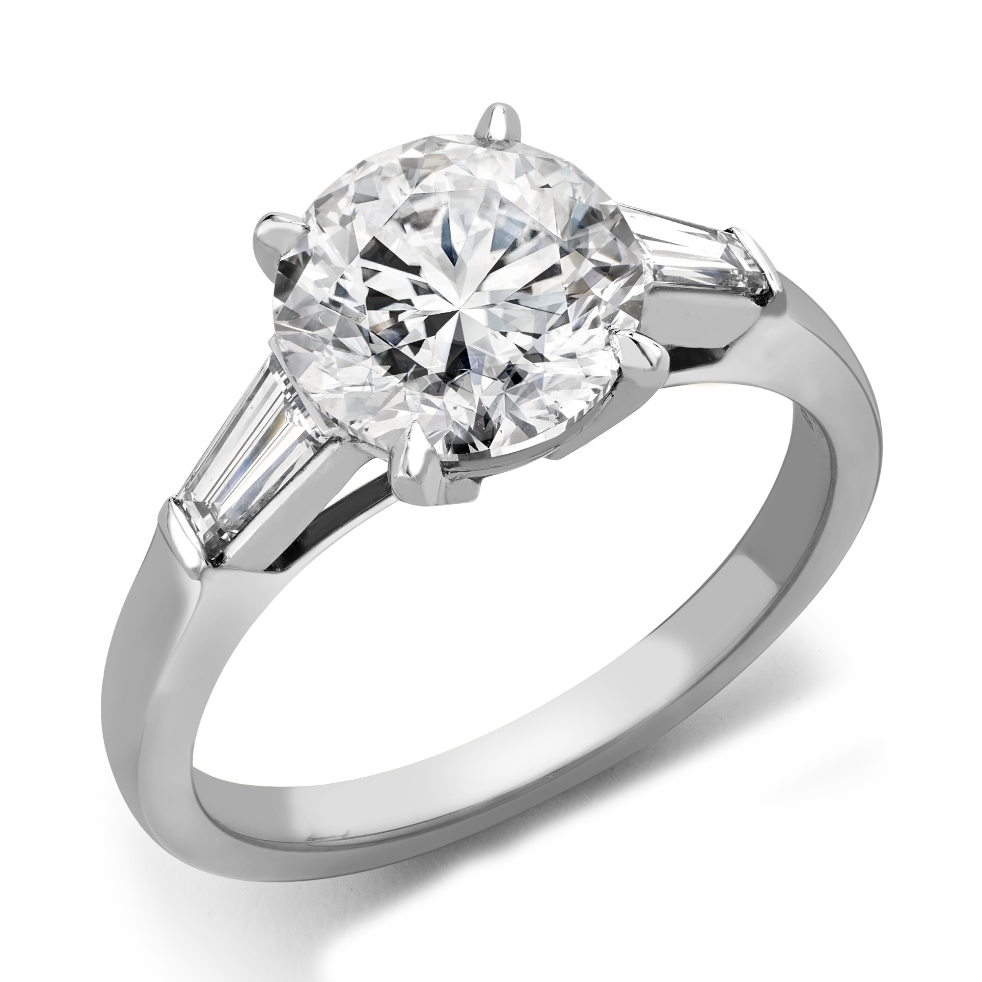 Regency 1.50ct Diamond Solitaire Ring Brilliant & Tapered Baguette Cut, Claw & Channel Set_1