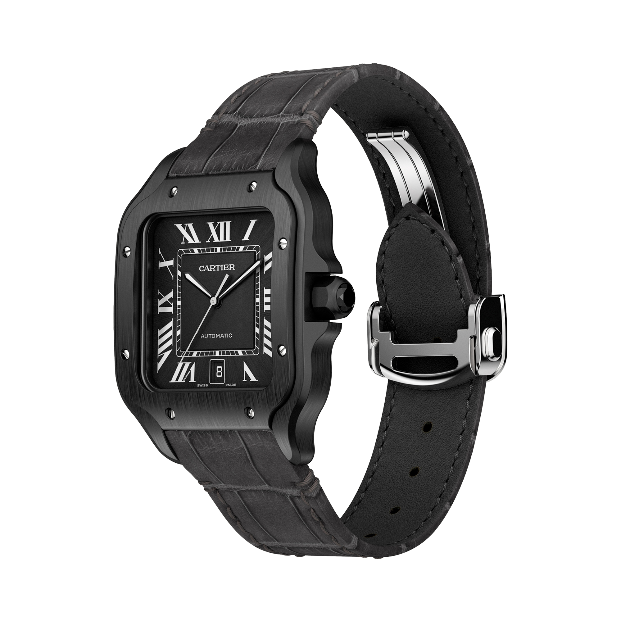 Cartier Santos de Cartier 39.8mm, Black Dial, Roman Numerals_3