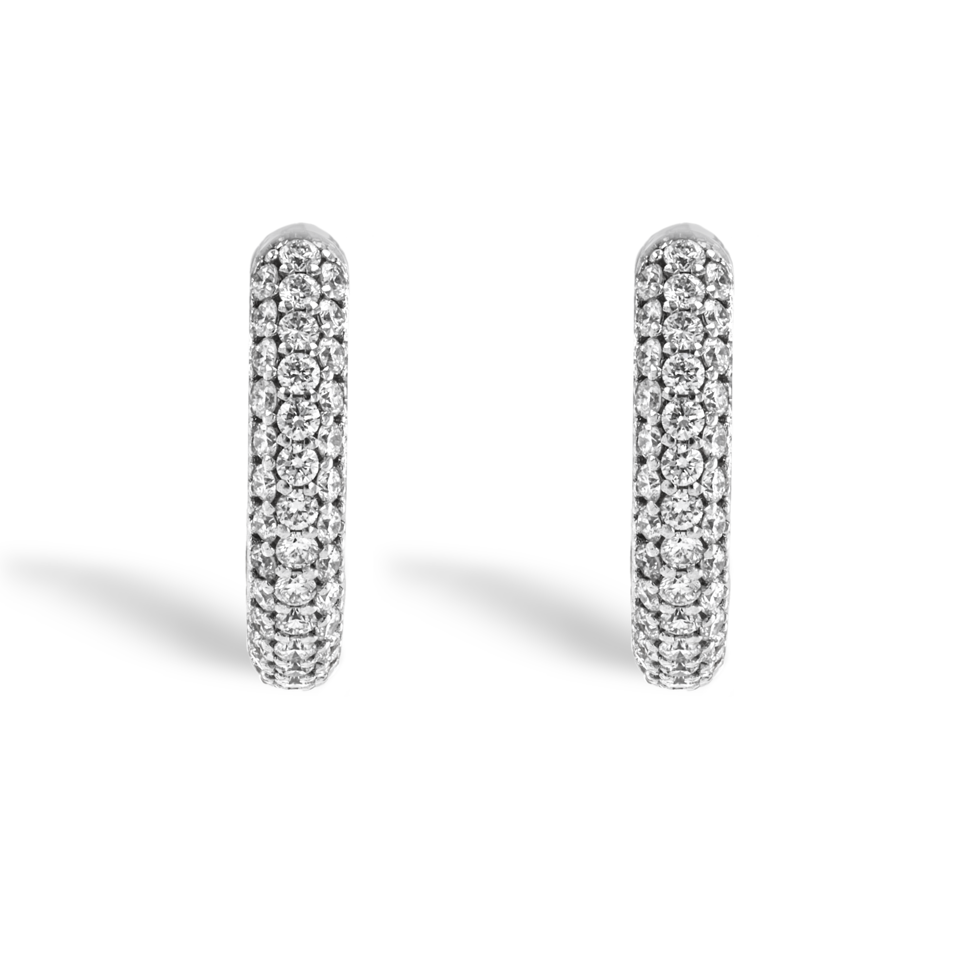 Diamond Hoop Earrings 0.74ct in 18ct White Gold - Brilliant Cut, Pave ...