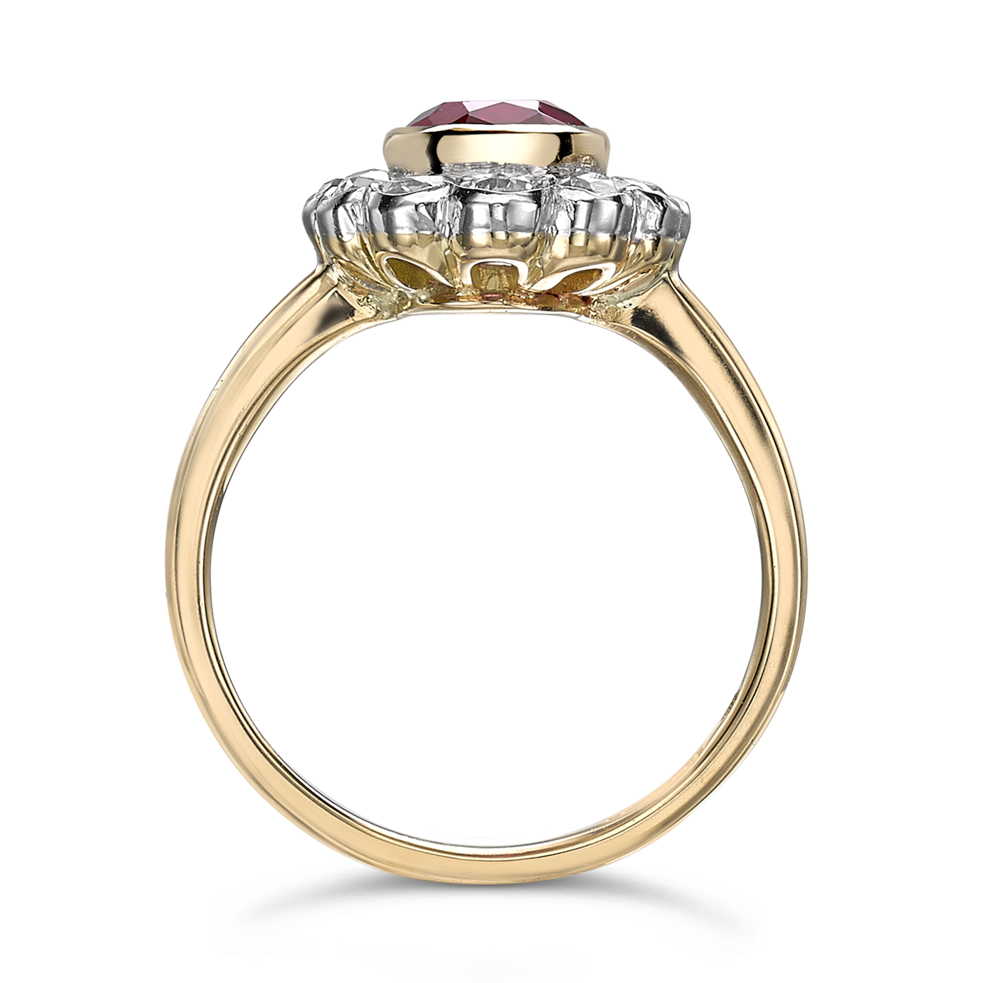 Red Spinel Ring Oval Cut Cluster Ring, with Diamond Surround_2