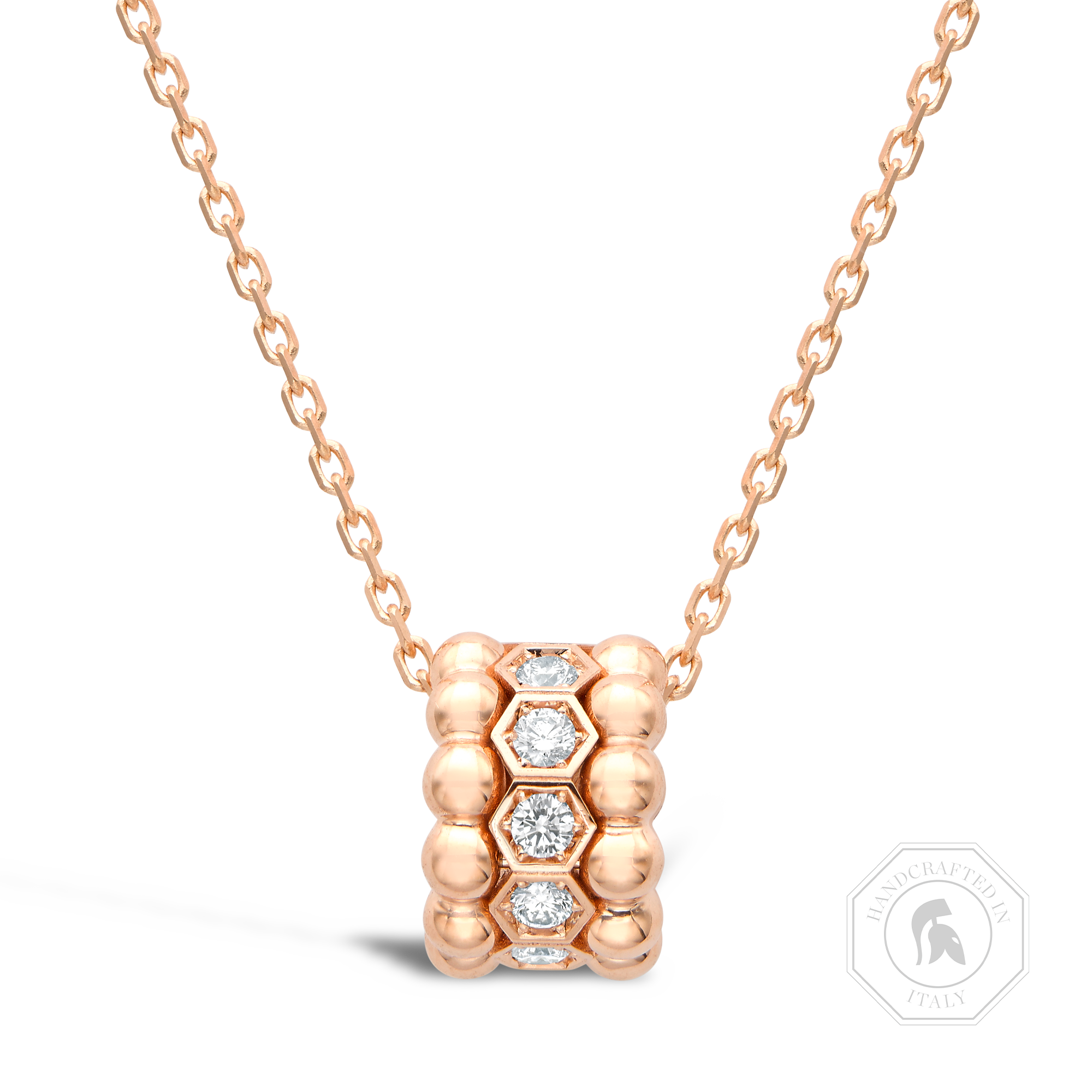 Bohemia Hexagonal Three Row Diamond Pendant Brilliant Cut, Rubover Set_1