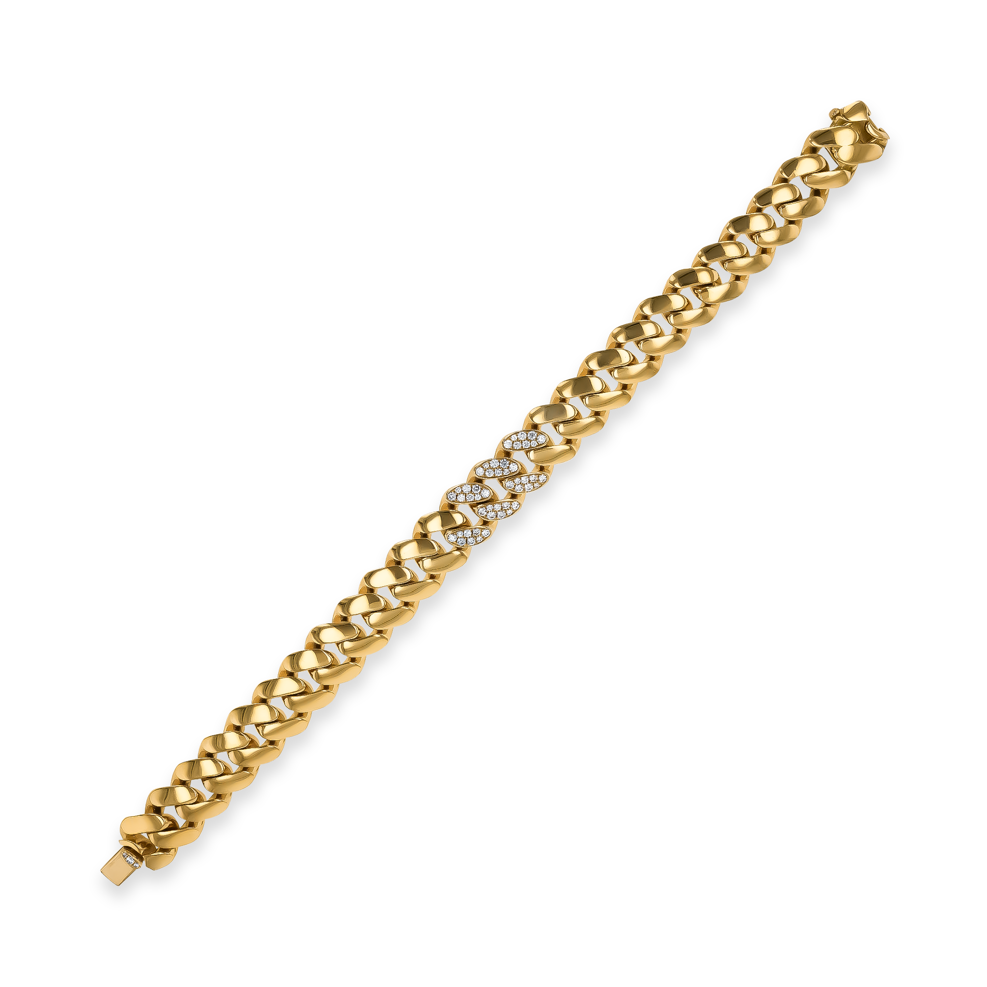 Fusion Polished Curb Link Bracelet (19cm) Brilliant Cut, Pave Set_3