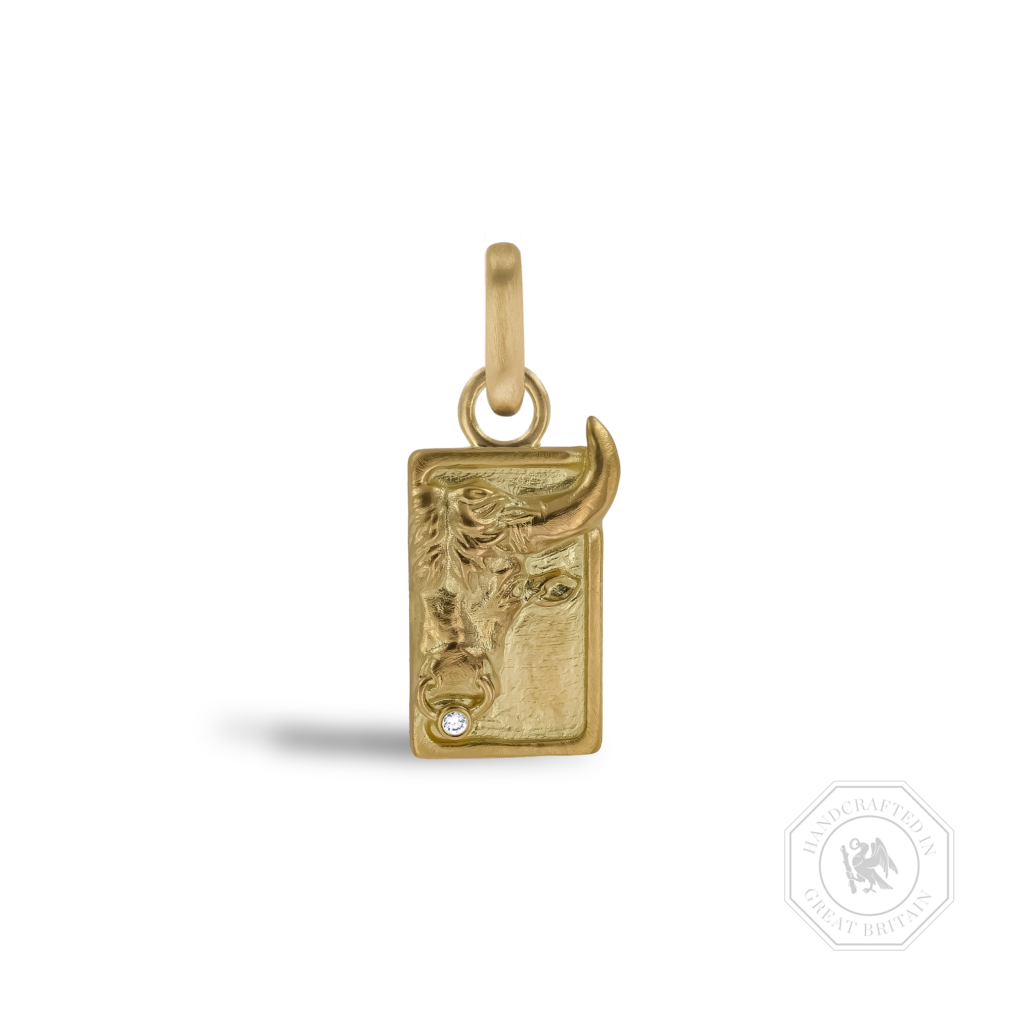 Zodiac Diamond Taurus Pendant Charm Brilliant Cut, Rubover Set_1