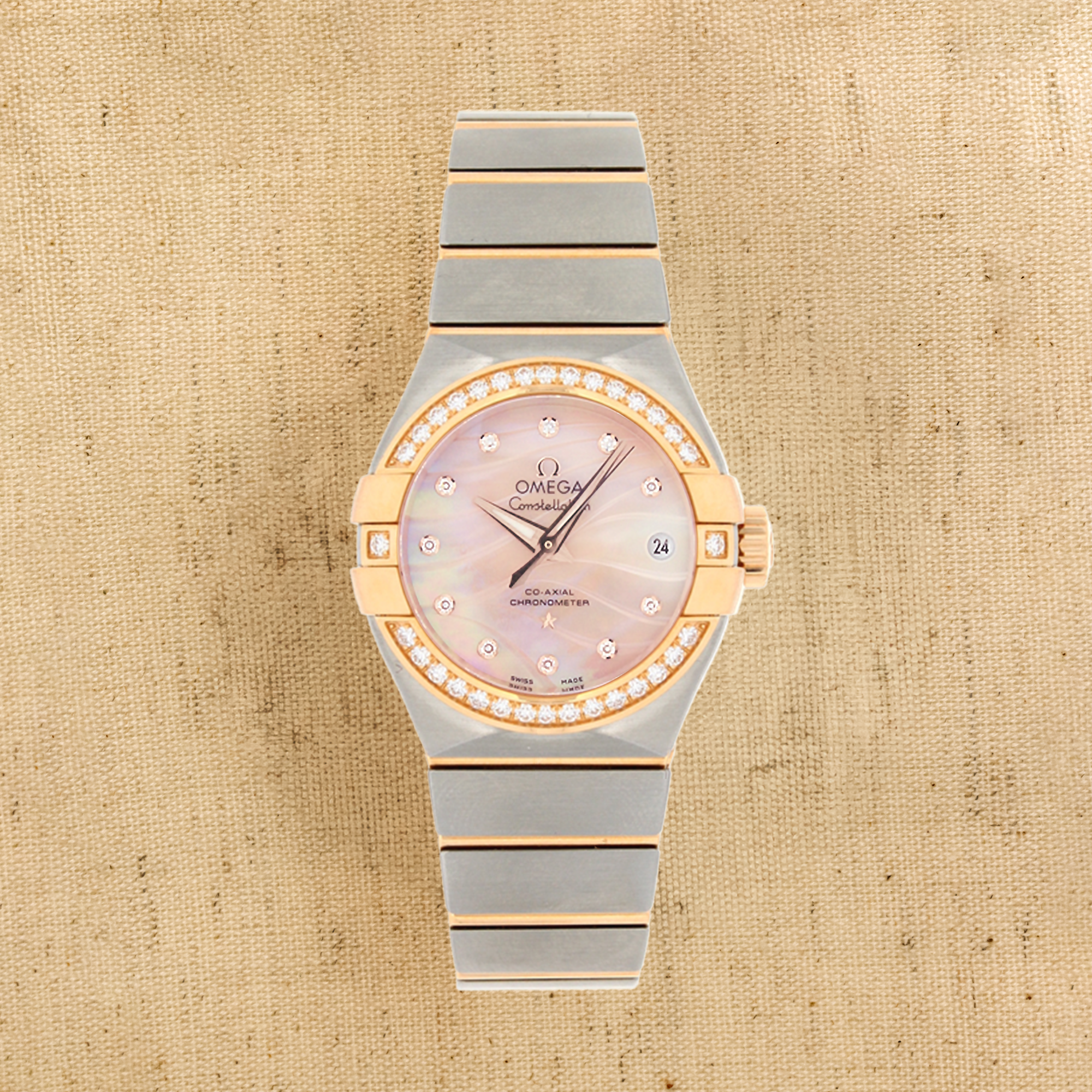 Pre-Owned OMEGA Constellation 27mm, Mother of Pearl Dial, Diamond Numerals, Diamond Set Bezel_1