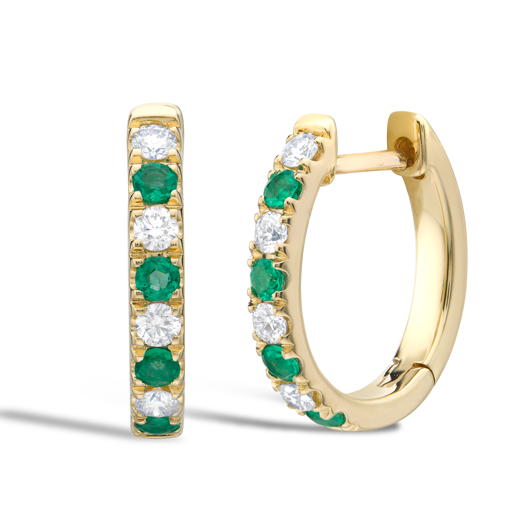 Emerald & Diamond Half Hoop Earrings Brilliant cut, Claw set_1