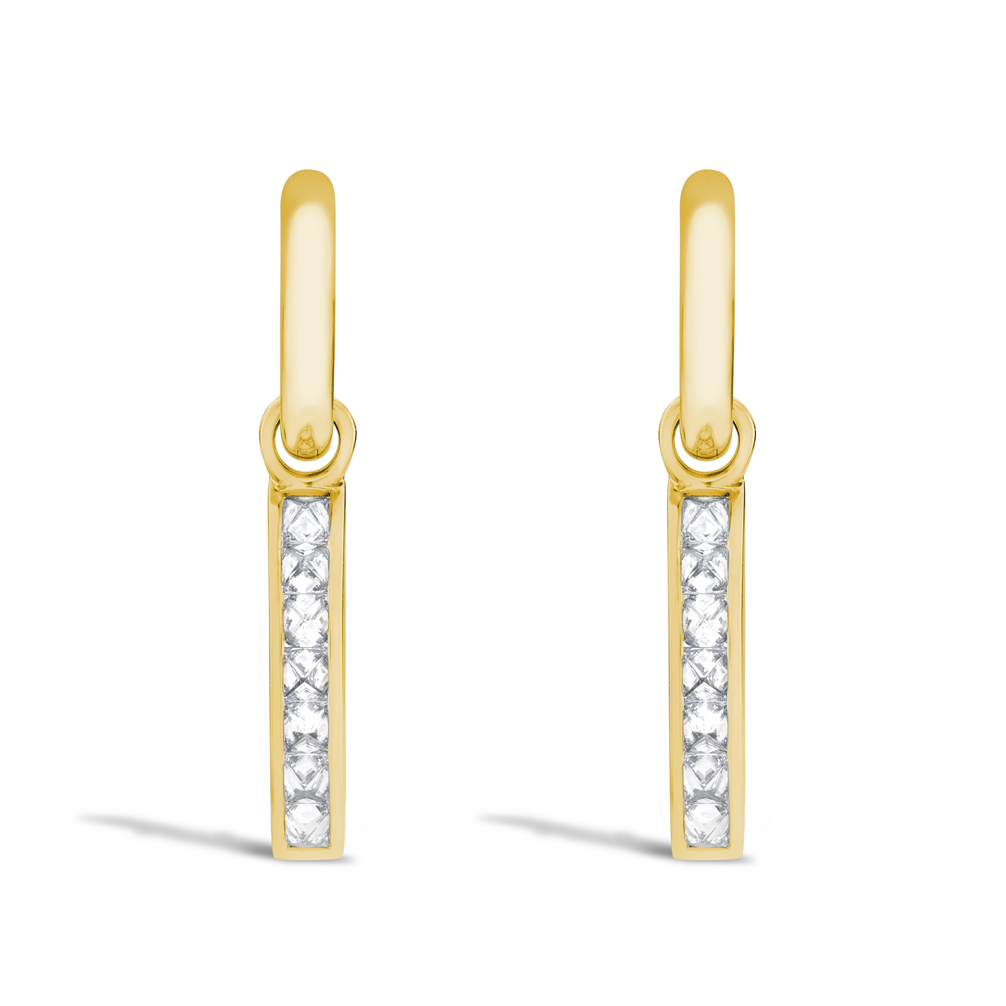 RockChic Inverted Princess Cut Diamond Drop Earrings Princess Cut, Channel Set_2