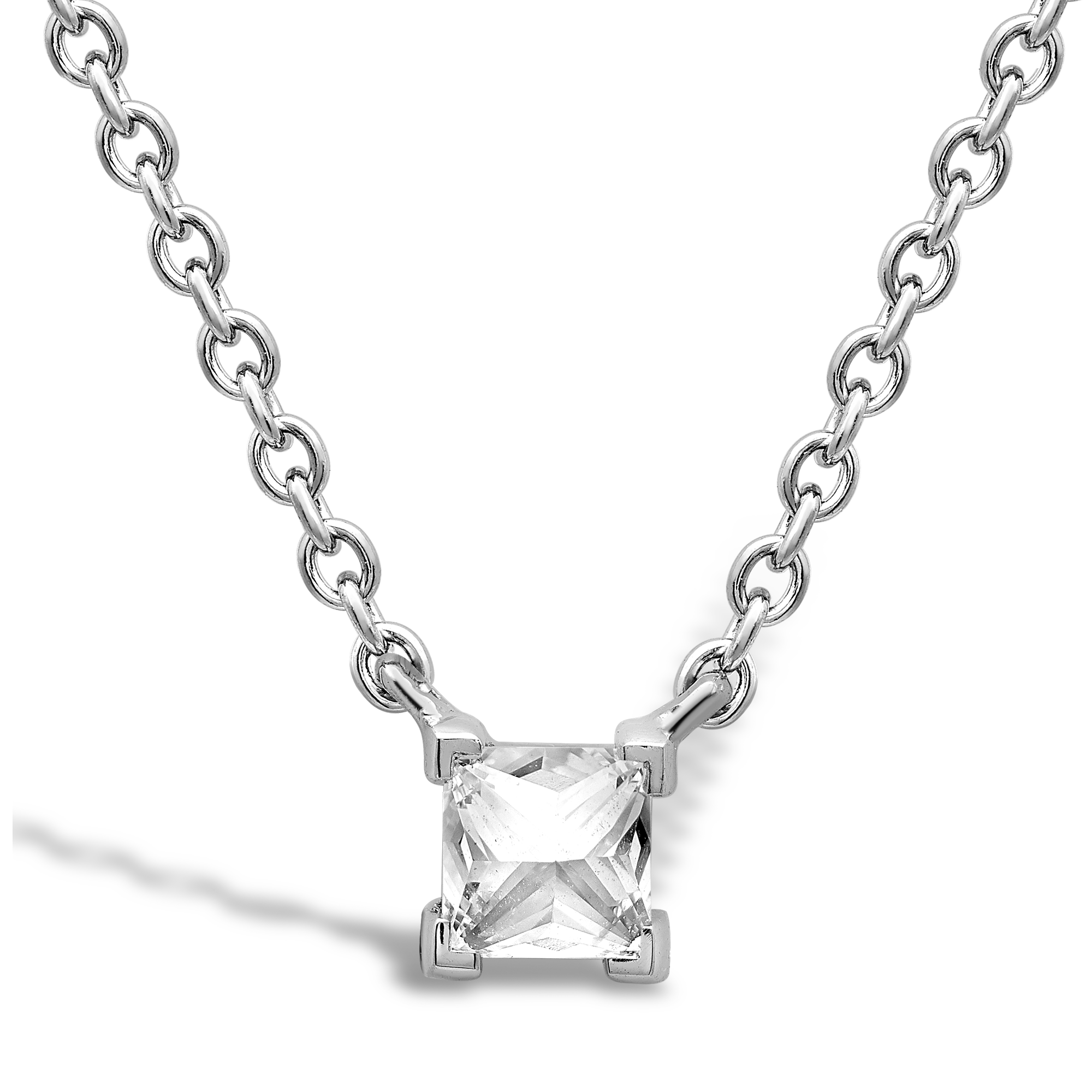 RockChic Diamond Solitaire Necklace Princess Cut, Claw Set_1