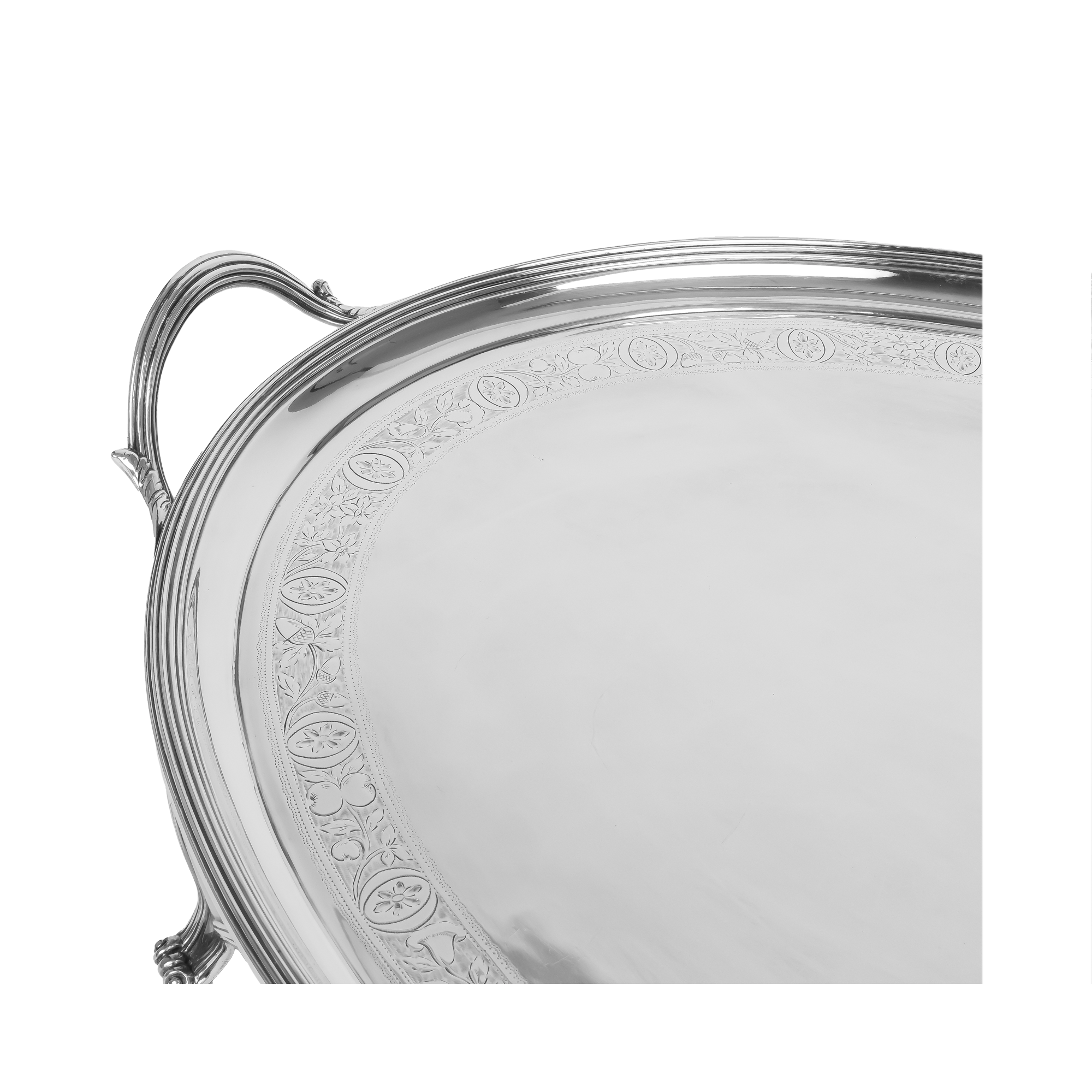 Silver Oval Two Handle Tray Hallmarked London_4