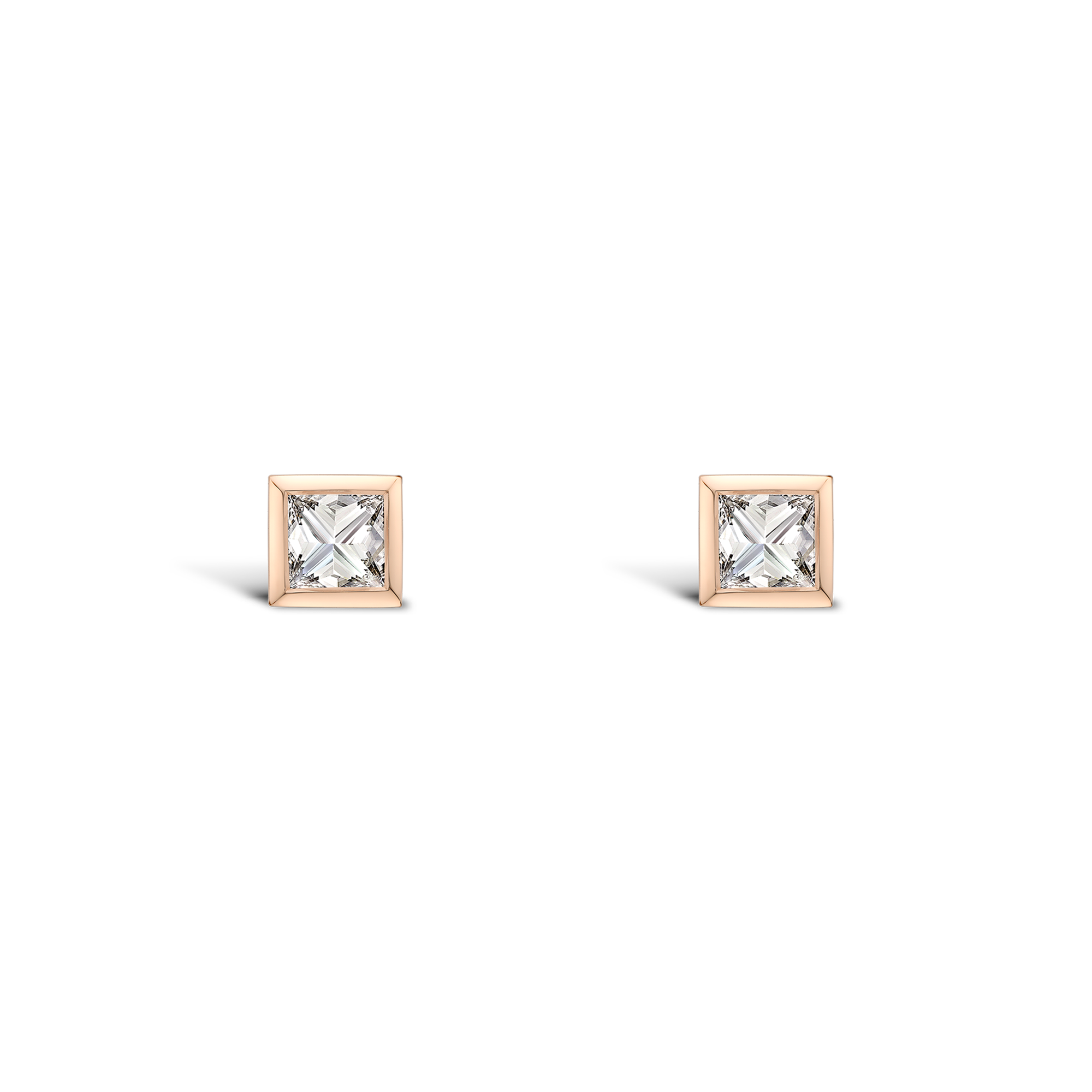 RockChic Diamond Studs Princess Cut, Rubover Set_1