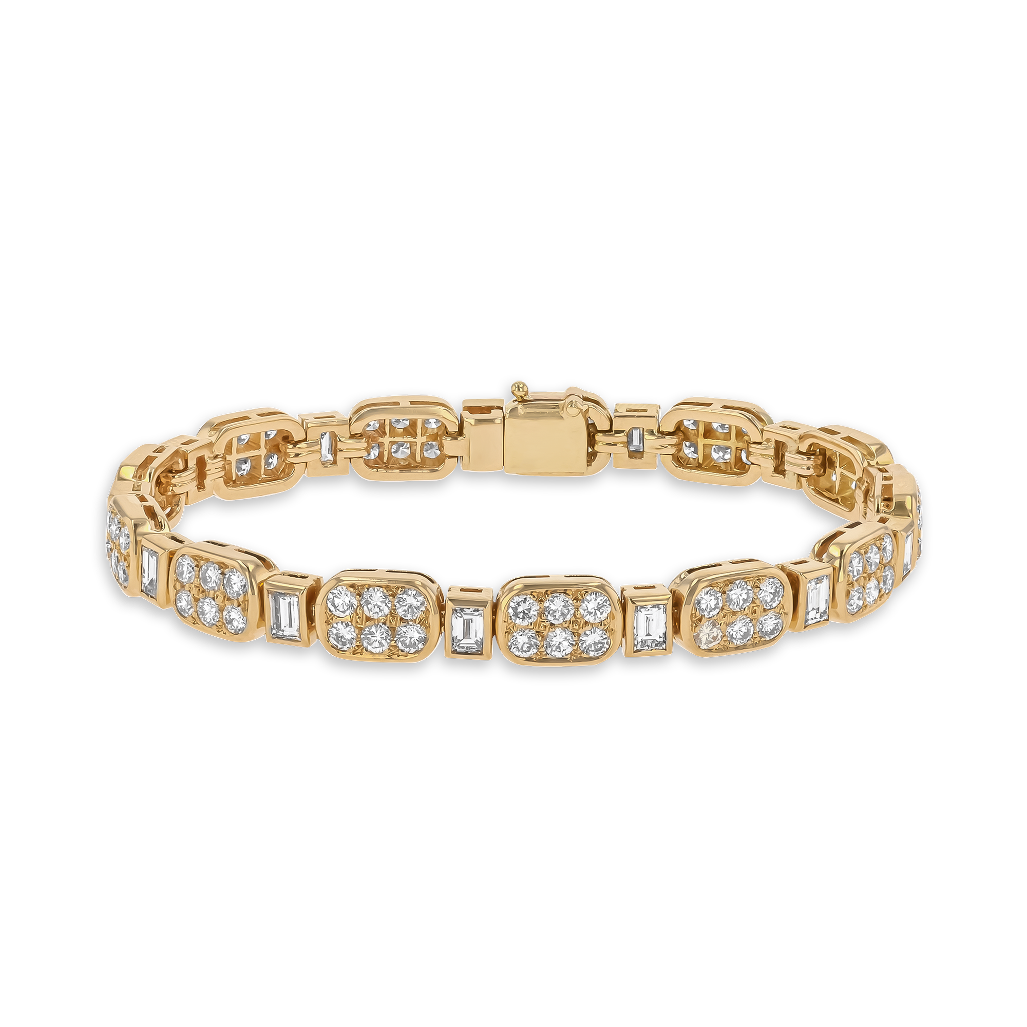 1990s Boucheron Convertible Diamond Necklace/Bracelet Round Brilliant & Emerald Cut, Grain & Rubover Set_3