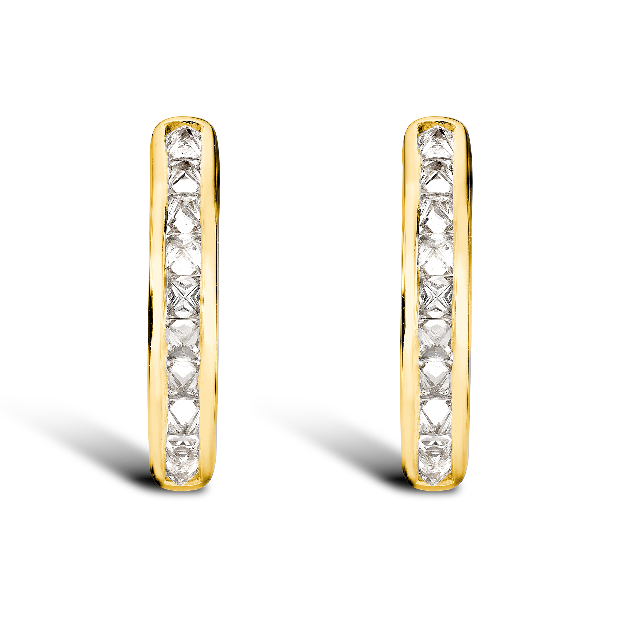 RockChic Diamond Hoop Earrings Princess Cut, Channel Set_2