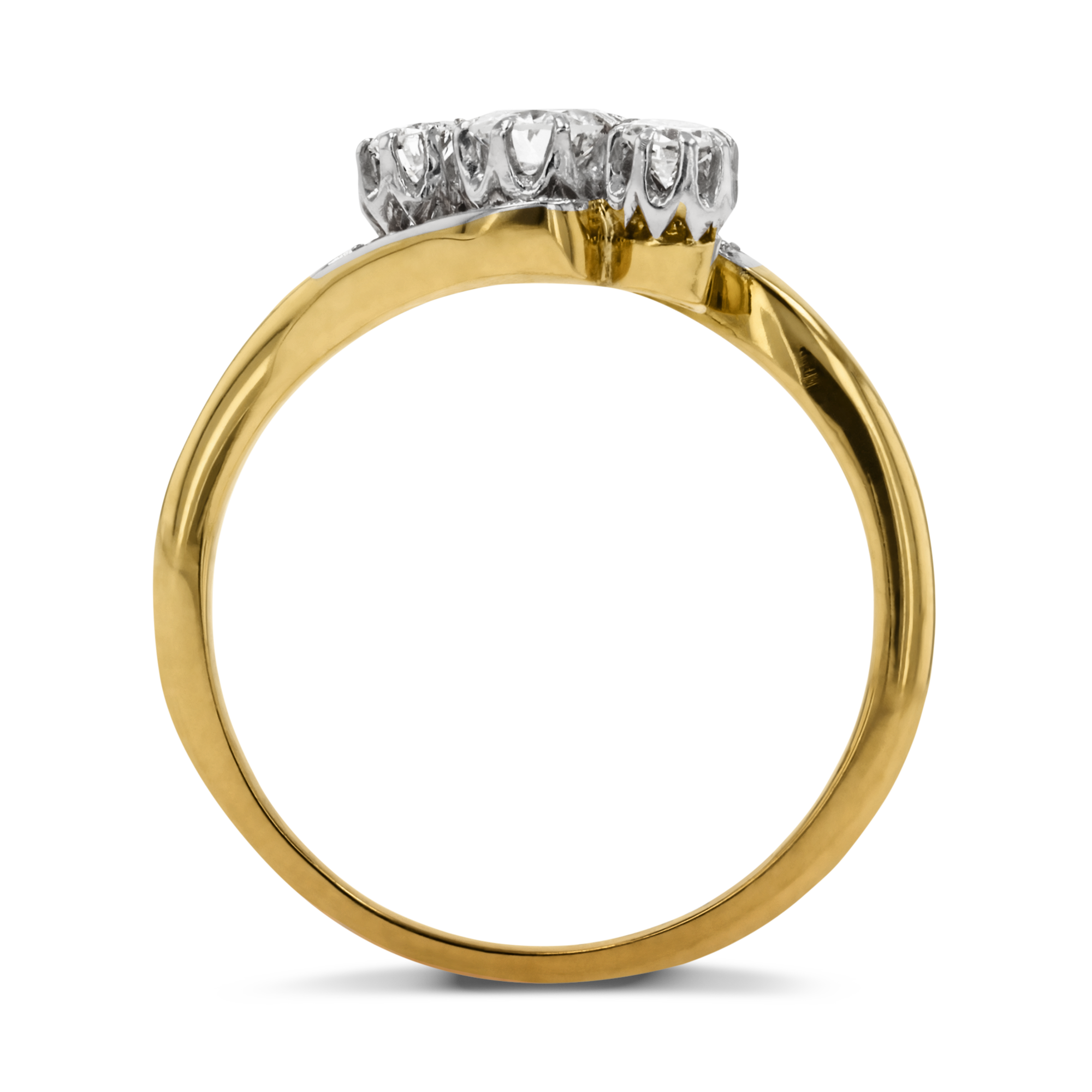 Edwardian Inspired 0.26ct Diamond Three Stone Diagonal Ring Brilliant cut, Claw set_3