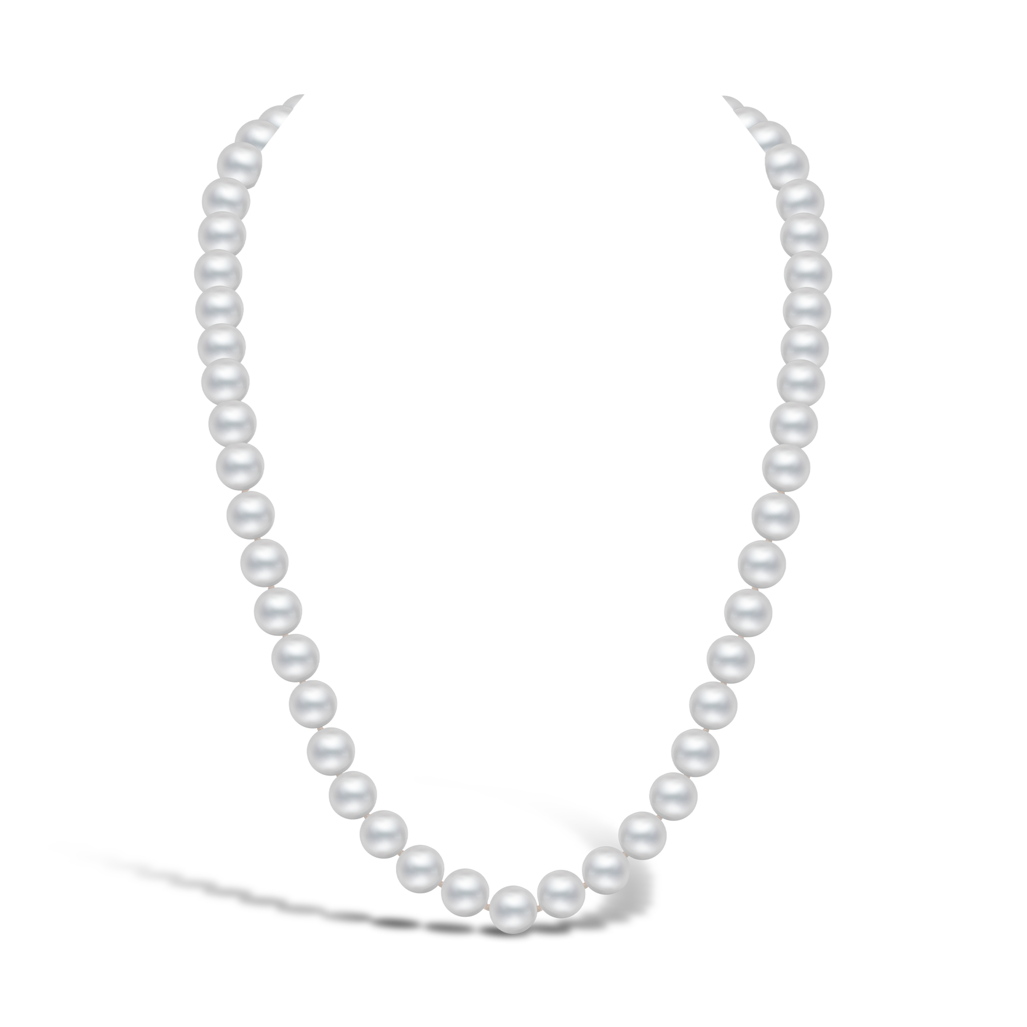 Akoya Pearl Necklace Silk Knotted Row with White Gold Clasp_1