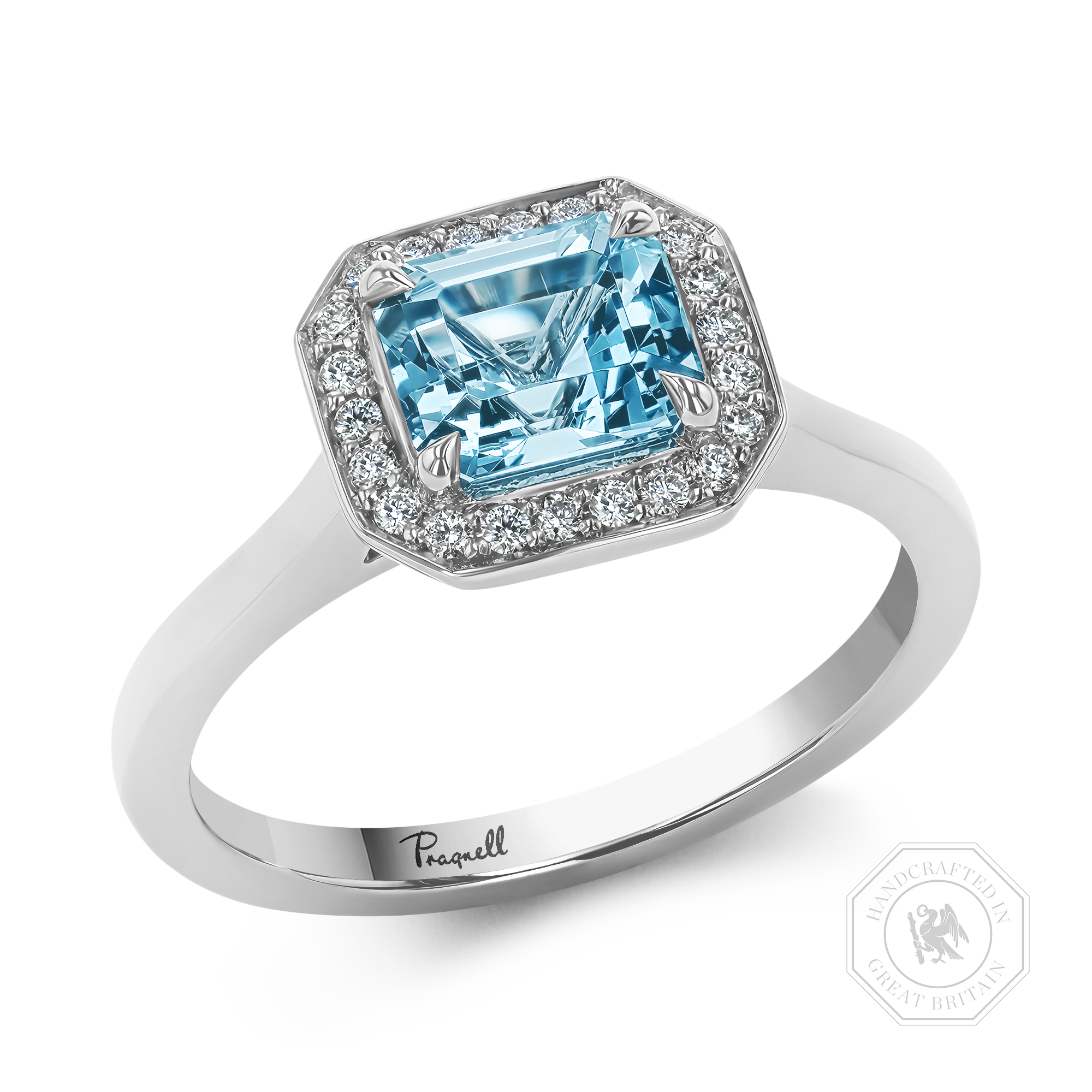 Emerald Cut 1.13ct Lukusuzi Aquamarine and Diamond Ring Emerald Cut, Claw Set_1