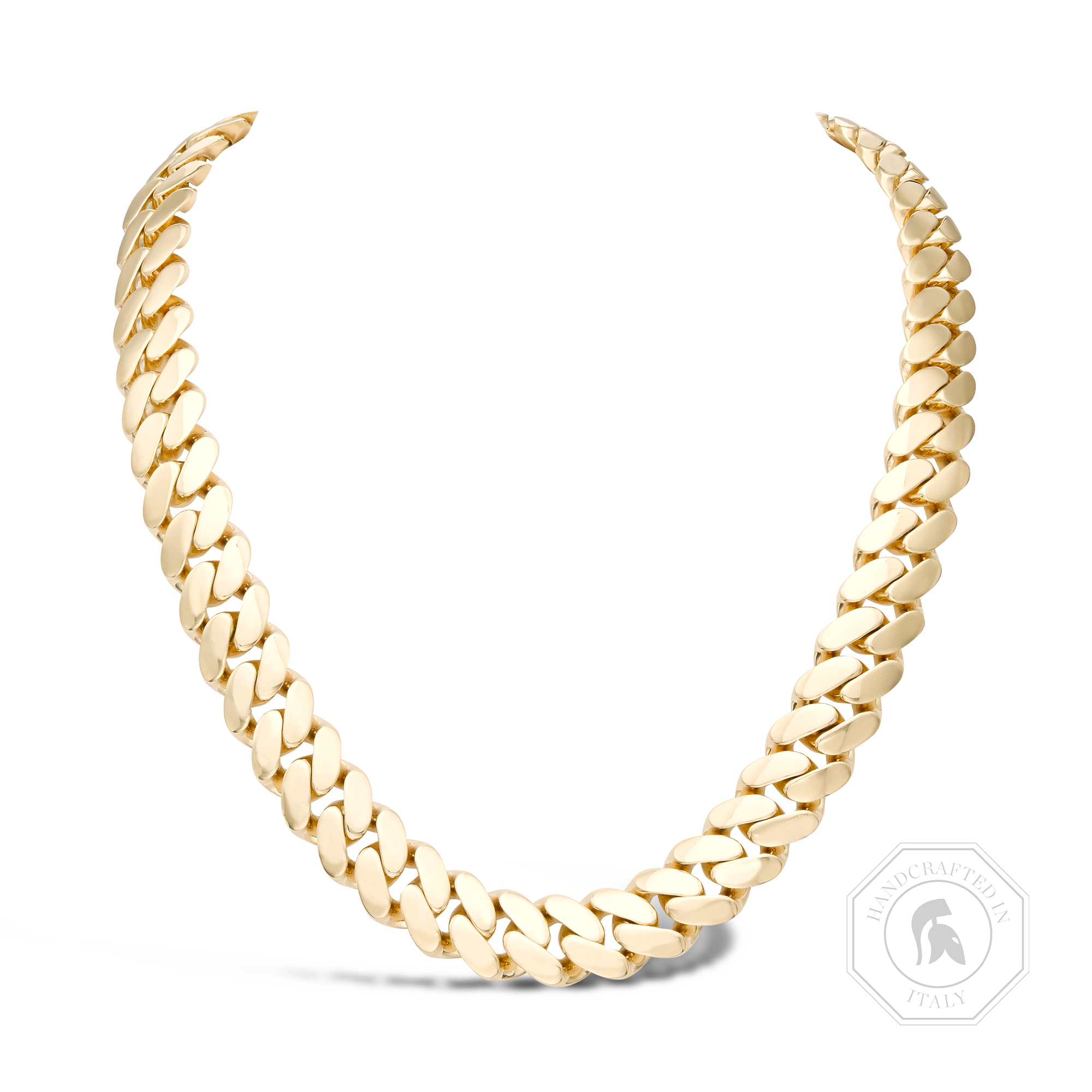 Polished Curb Link Design Necklace set with Three Brilliant Cut Diamonds Figure of Eight Safety Clasps_1