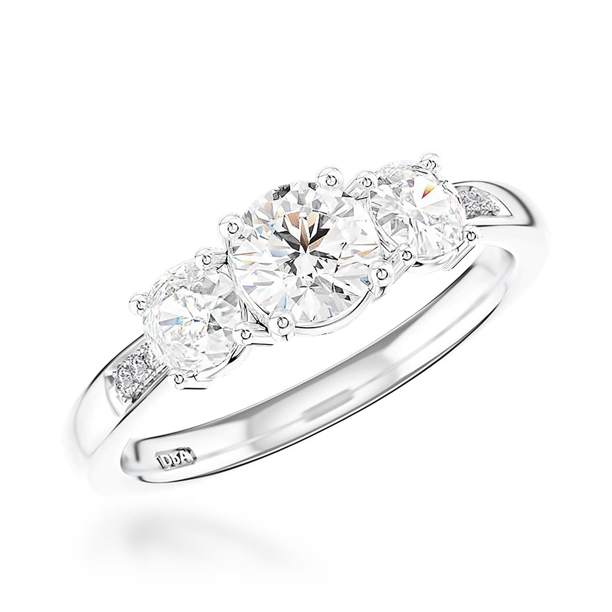 1.04CT Diamond Three-Stone Ring Brilliant Cut, Three-Stone, Diamond Shoulders_1
