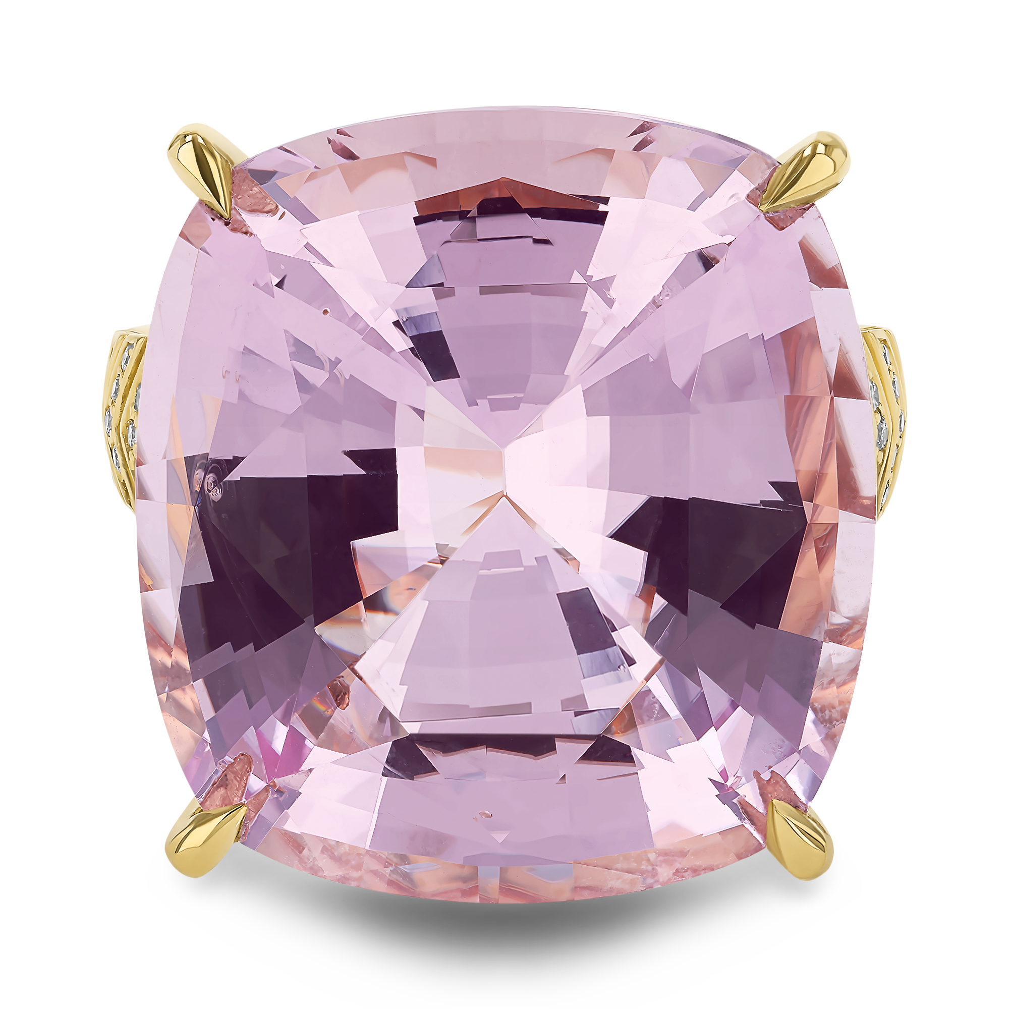 Cushion Cut 21.75ct Pink Morganite and Diamond Ring Cushion modern cut, Claw set_2