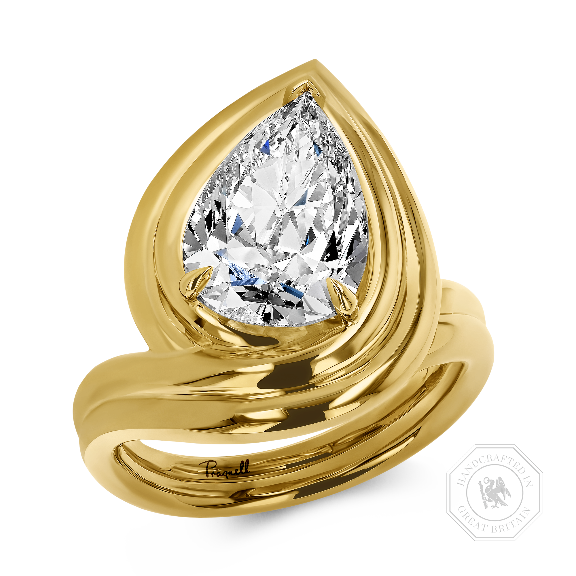 Masterpiece Weave Setting 4.07ct Pearshape Diamond Solitaire Ring Pearshape, Claw Set_1