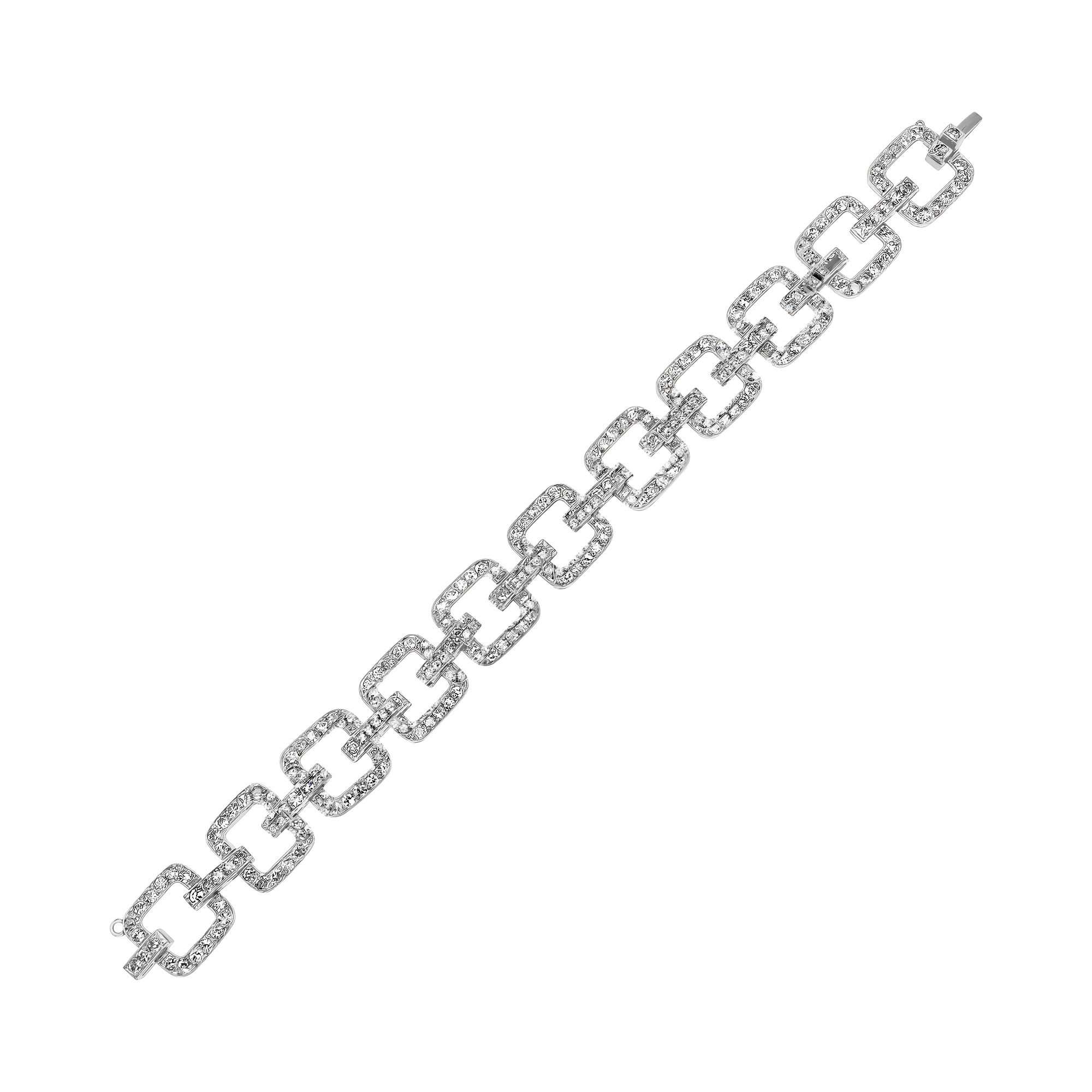 Art Deco Flexible Diamond Bracelet by Deligny, Bernard & Cie for Rene Boivin Eight Cut, Claw Set_2