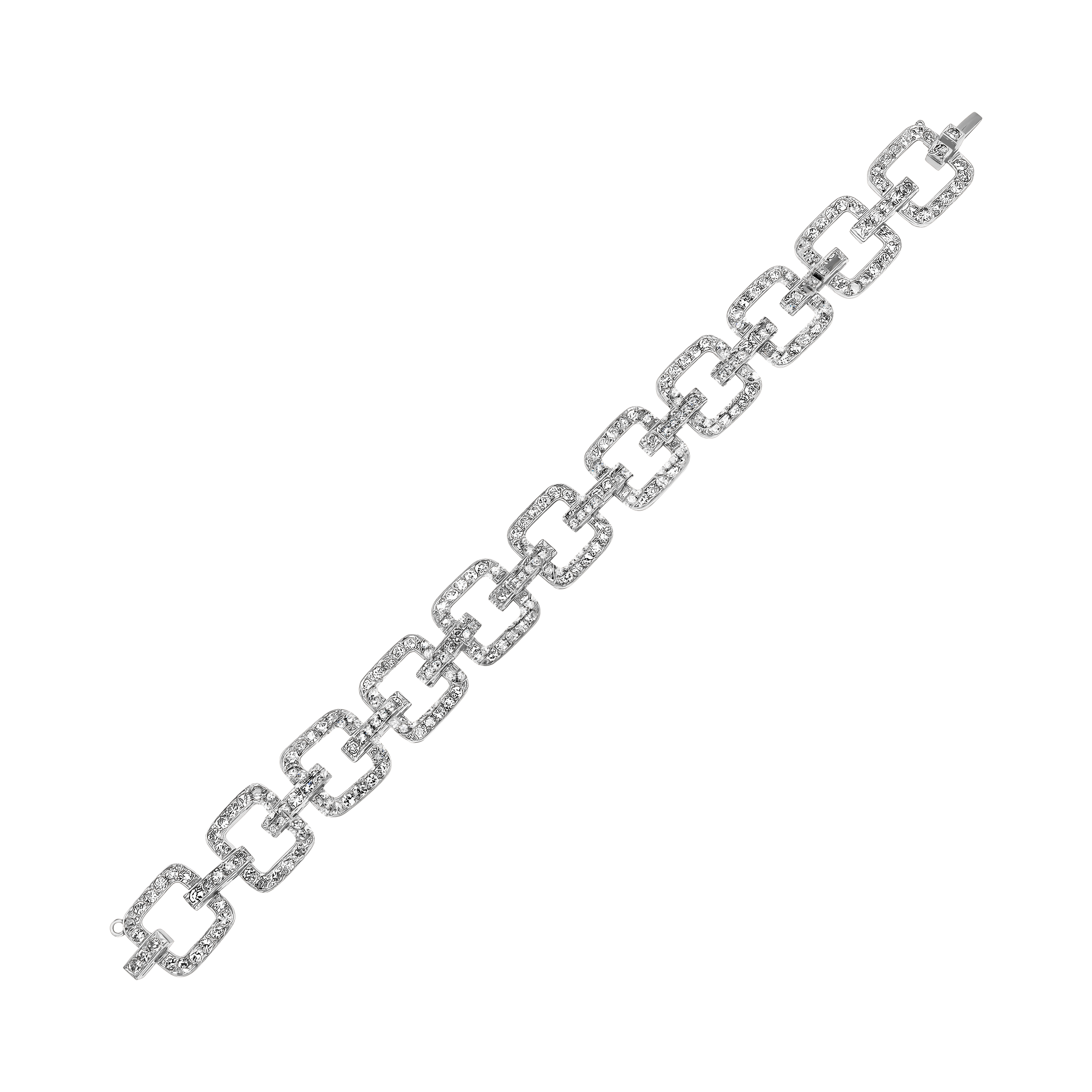 Art Deco Flexible Diamond Bracelet by Deligny, Bernard & Cie for Rene Boivin Eight Cut, Claw Set_2