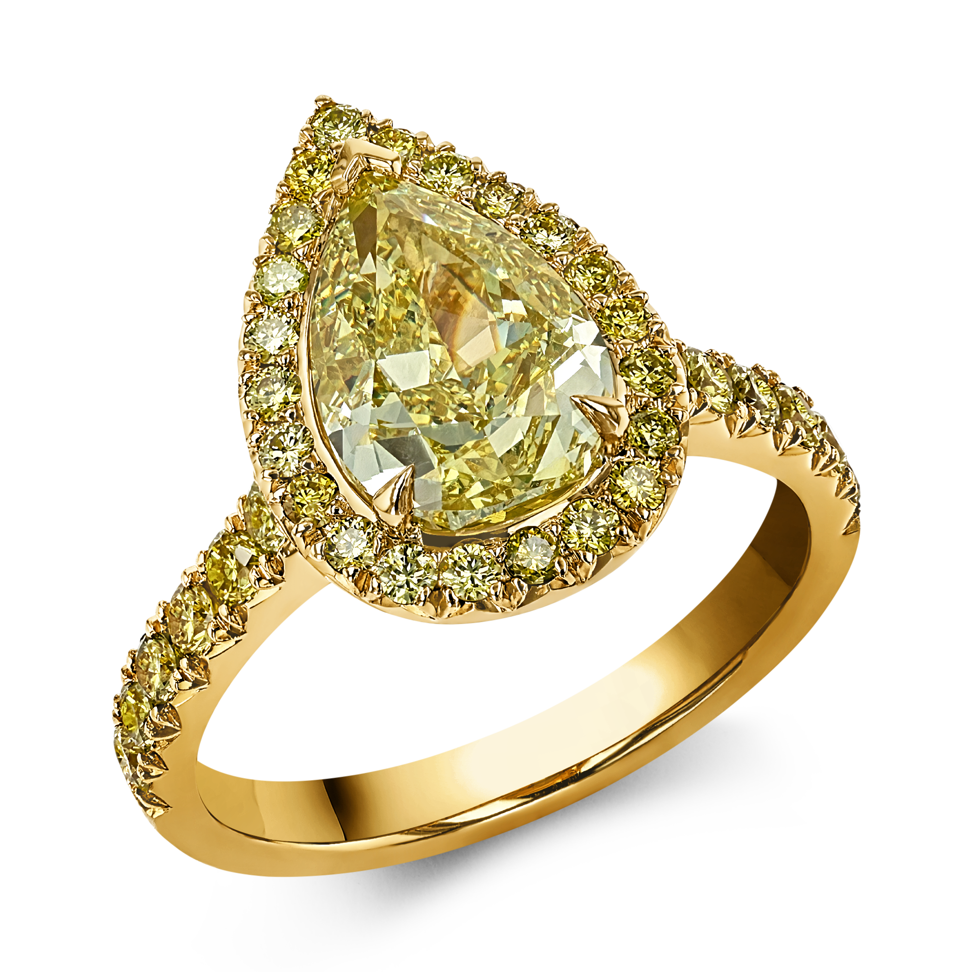 Masterpiece Celestial Fancy Yellow Pear Cut Diamond Ring Pear & Brilliant Cut, Claw Set_1