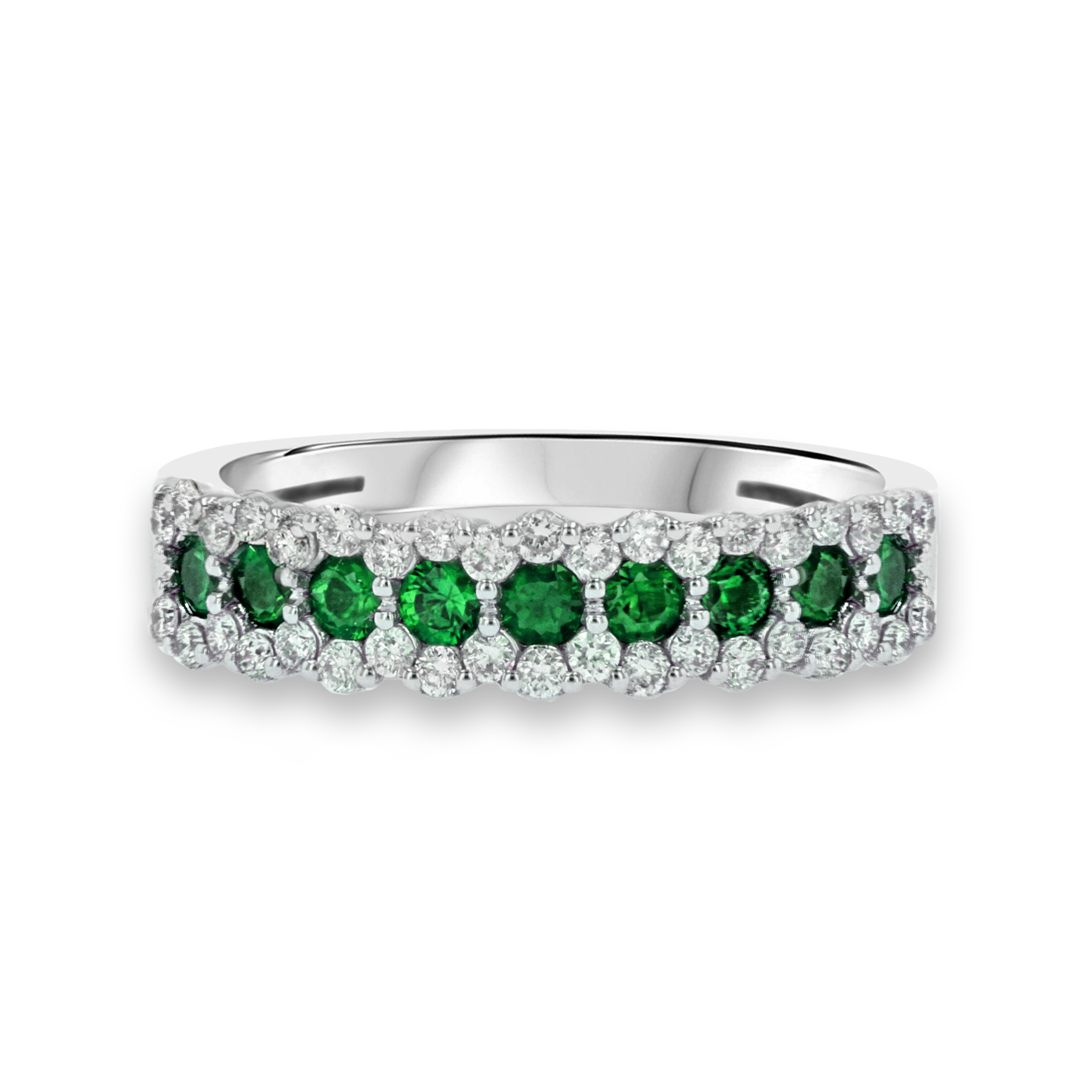 Emerald and Diamond Eternity Ring Brilliant Cut, Half Eternity, Claw Set_2