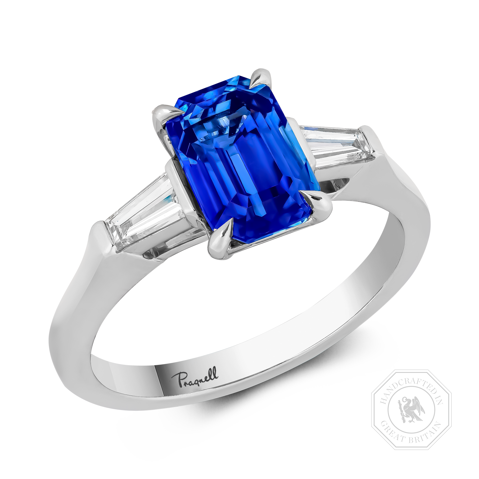 Octagonal Cut 2.24ct Sri Lankan Sapphire and Diamond Ring Octagonal Cut, Claw Set_1