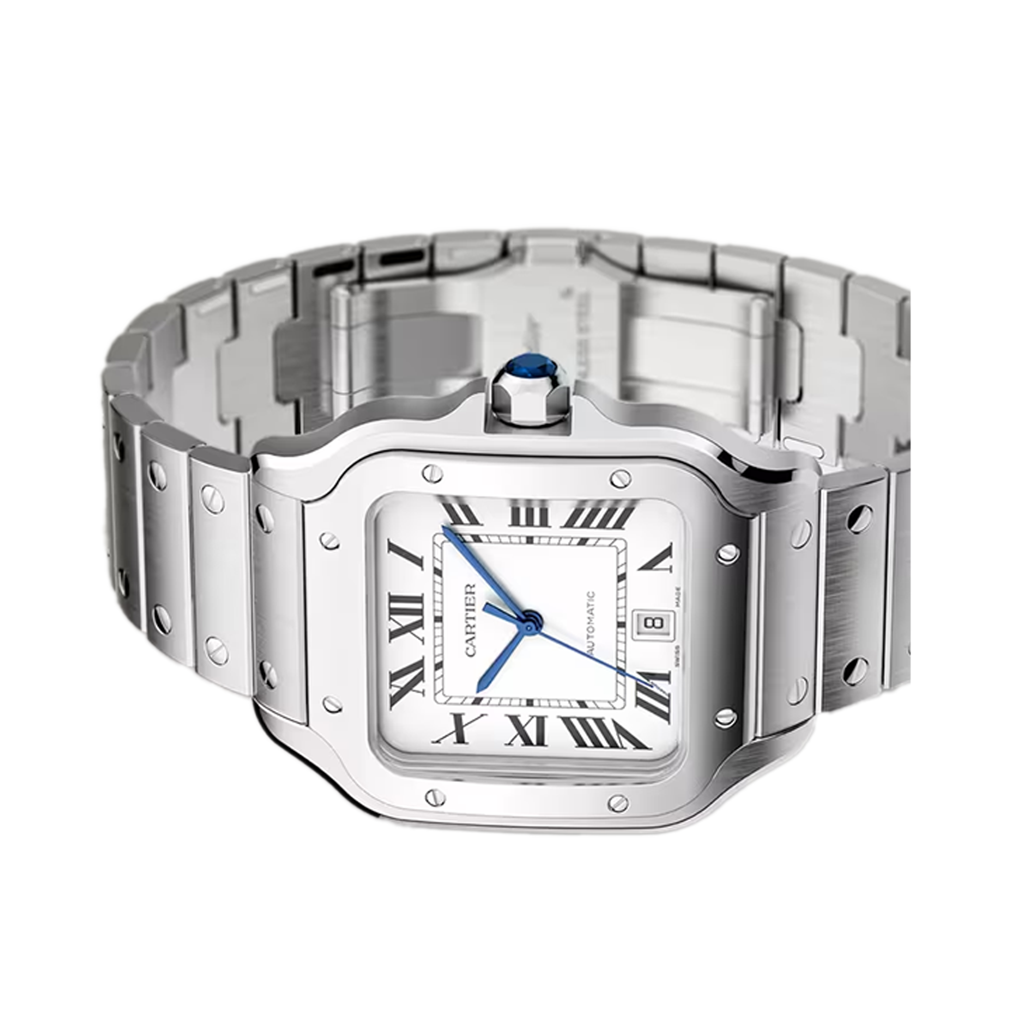 Cartier Santos de Cartier 39.8mm, Silver Dial, Roman Numerals_6