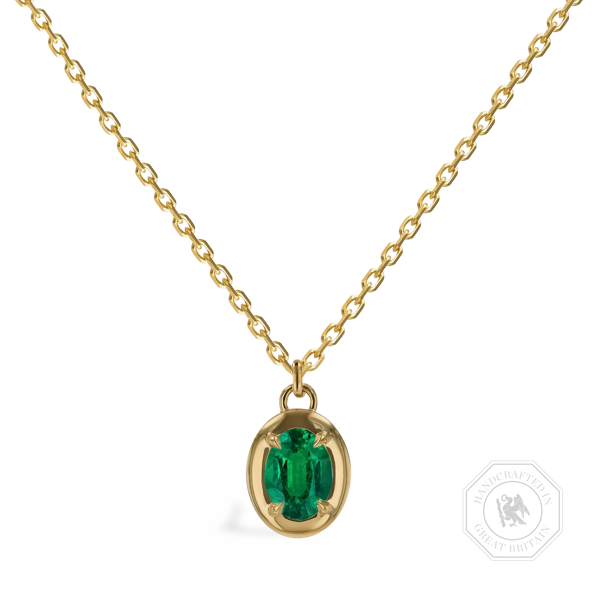 Skimming Stone 1.38ct Zambian Emerald Pendant Oval Cut, Claw Set_1