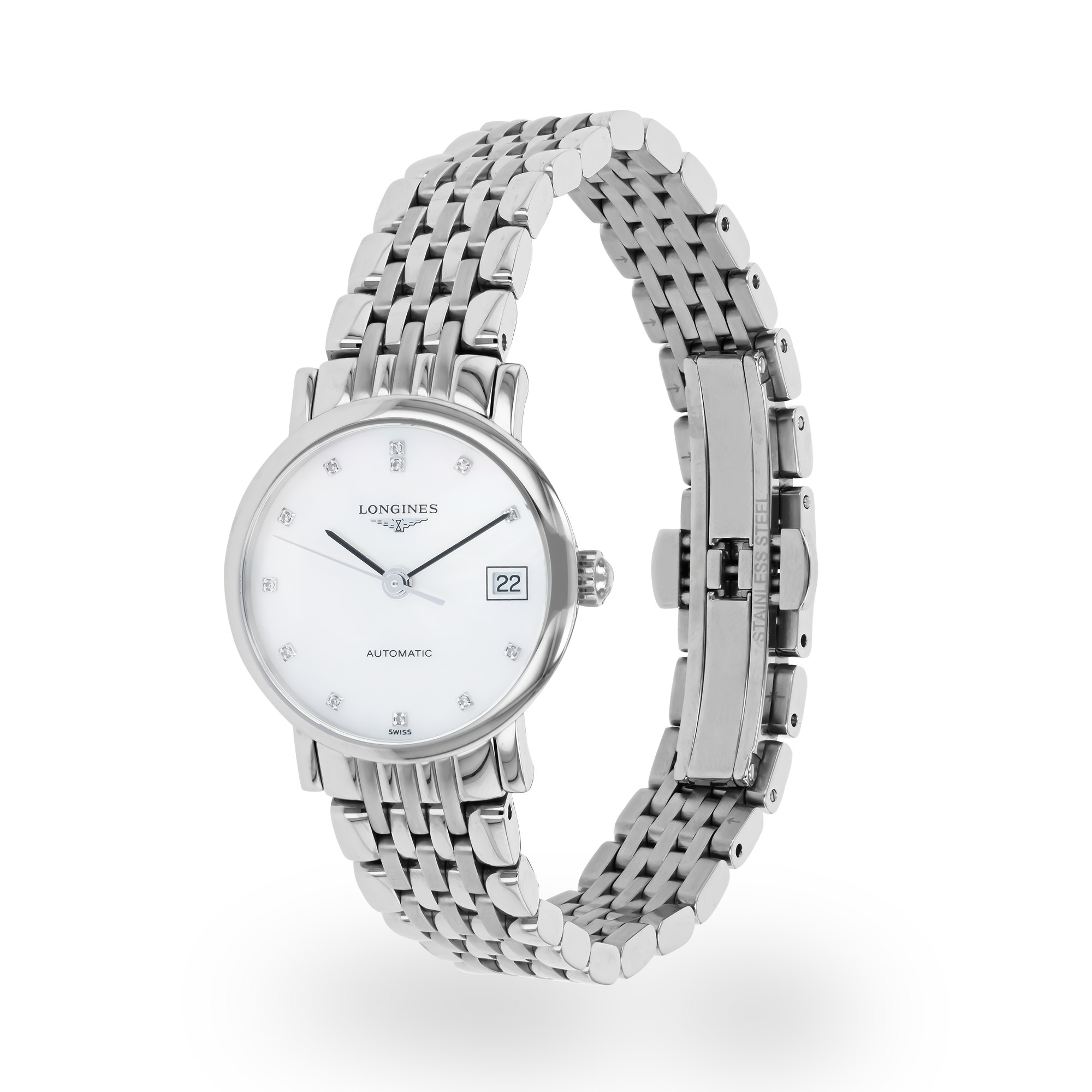 Pre-Owned Longines Elegant 25.5mm, Mother of Pearl Dial, Diamond Numerals_2