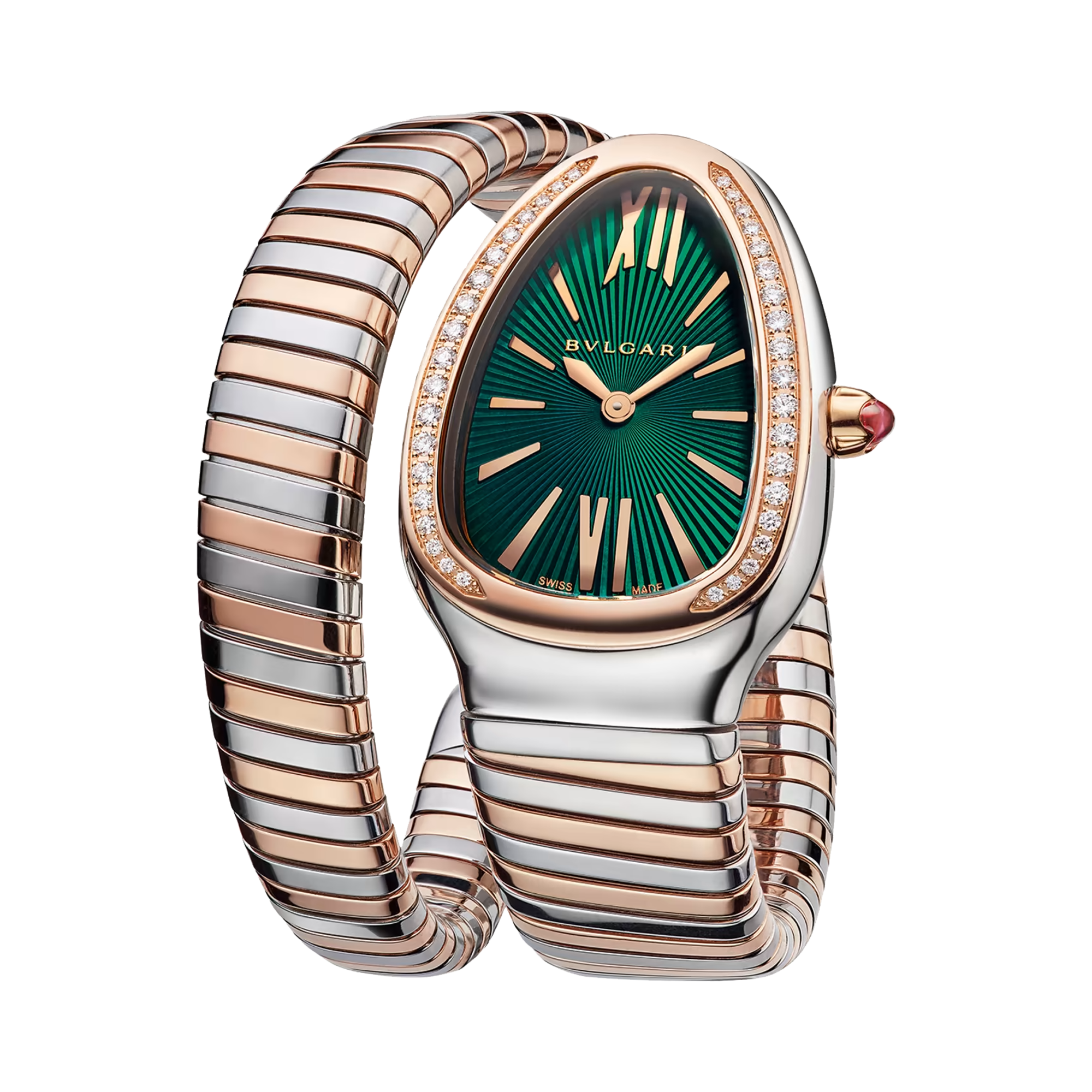 Bvlgari Serpenti Tubogas 35mm, Green Dial, Baton & Roman Numerals_1